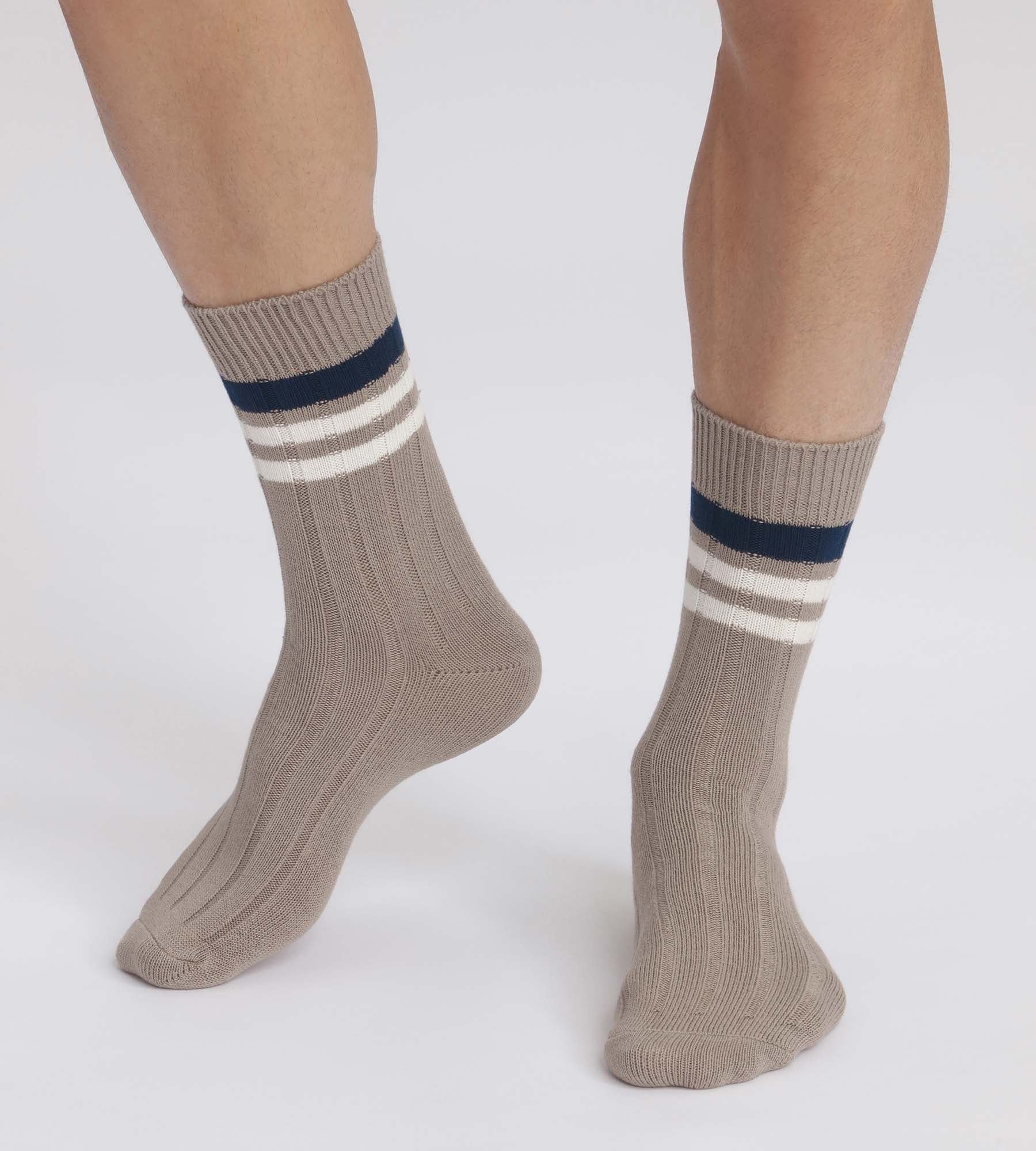 DIM Men's grey striped ribbed socks Dim Bamboo