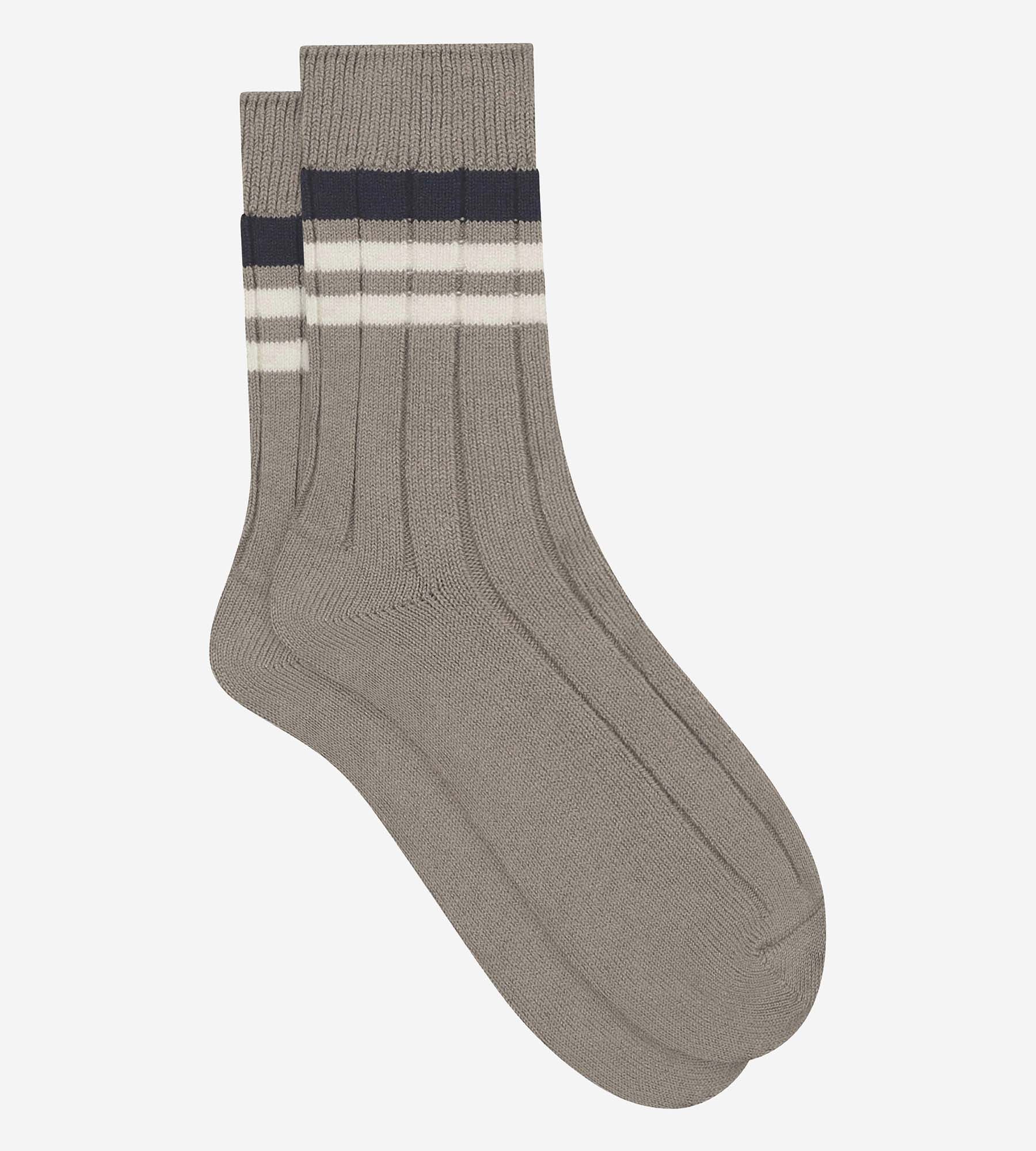 DIM Men's grey striped ribbed socks Dim Bamboo