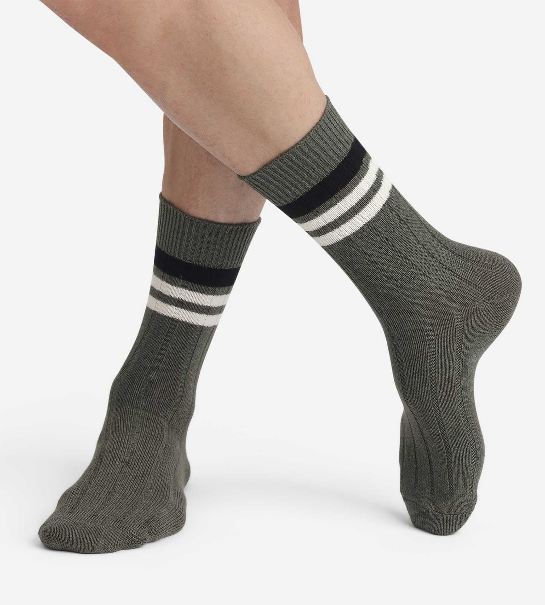 DIM Men's olive striped Bamboo socks
