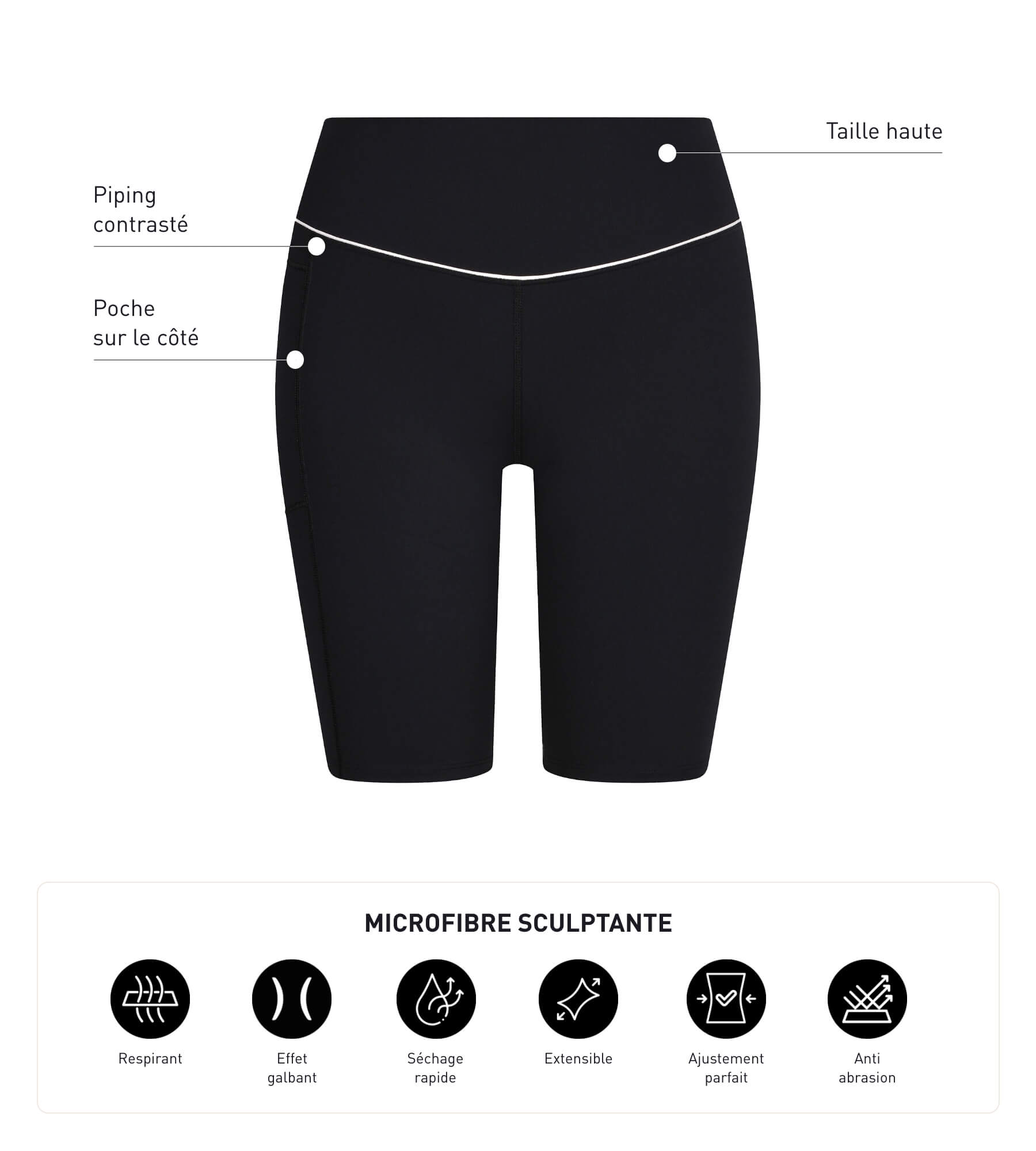 DIM Women's sports cyclist in black sculpting microfibre Dim Move