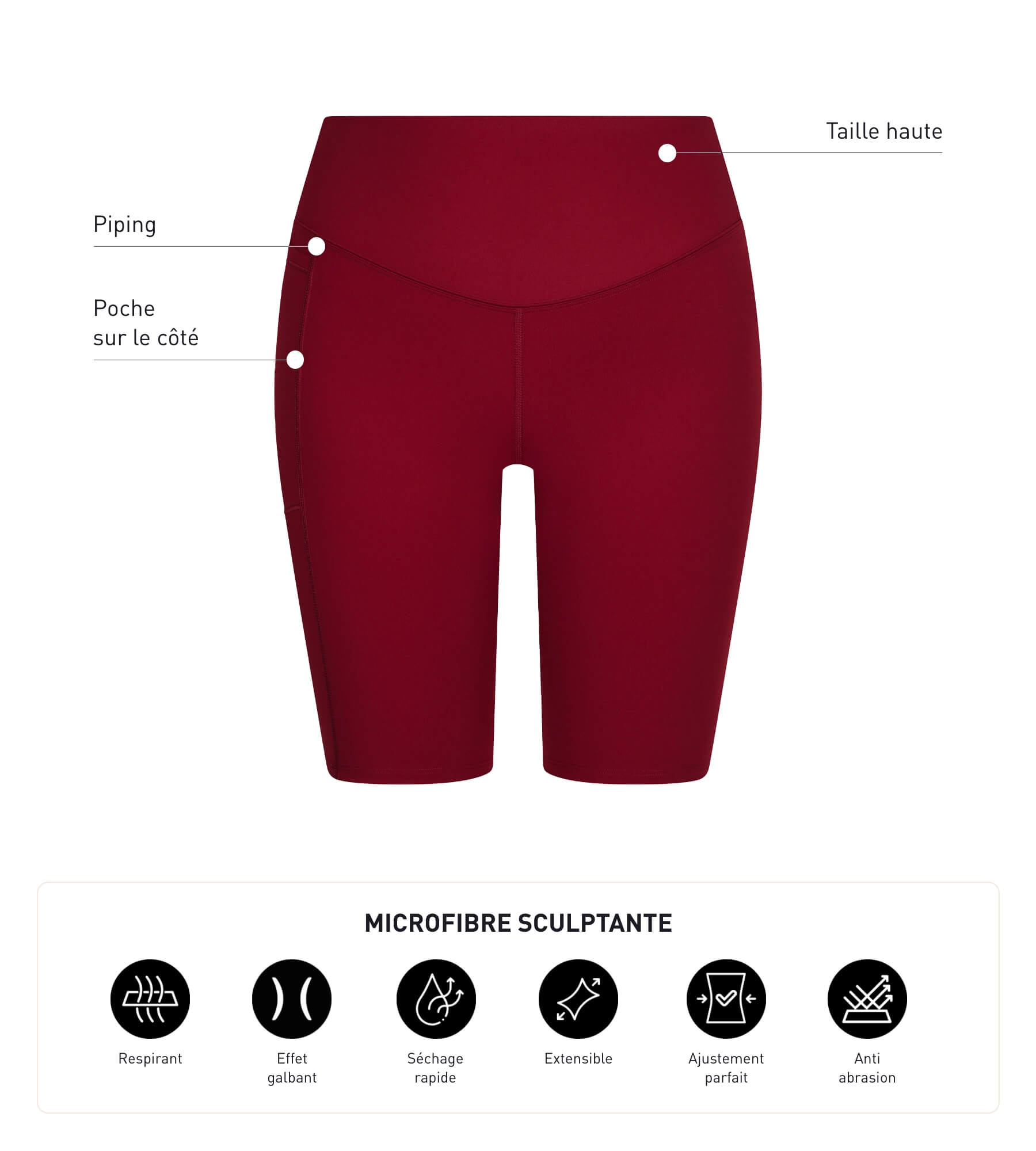 DIM Women's sports cyclist in sculpting microfibre burgundy Dim Move