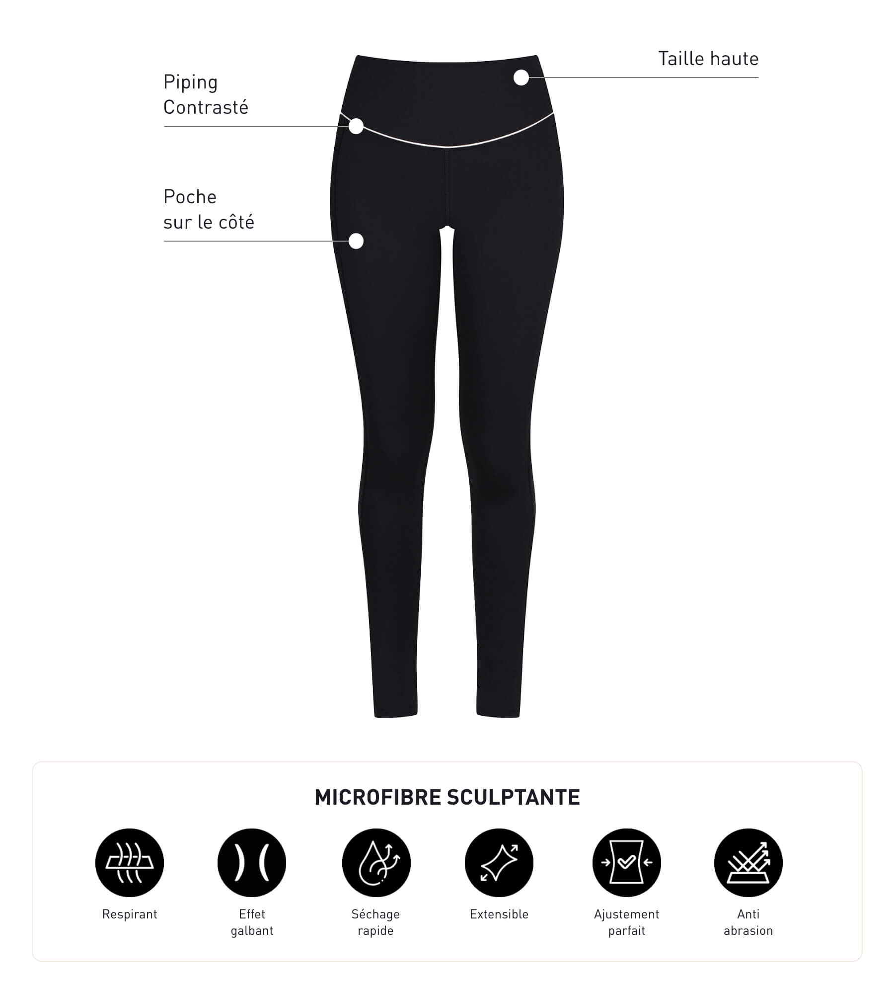 DIM Women's sports leggings in black sculpting microfibre Dim Move