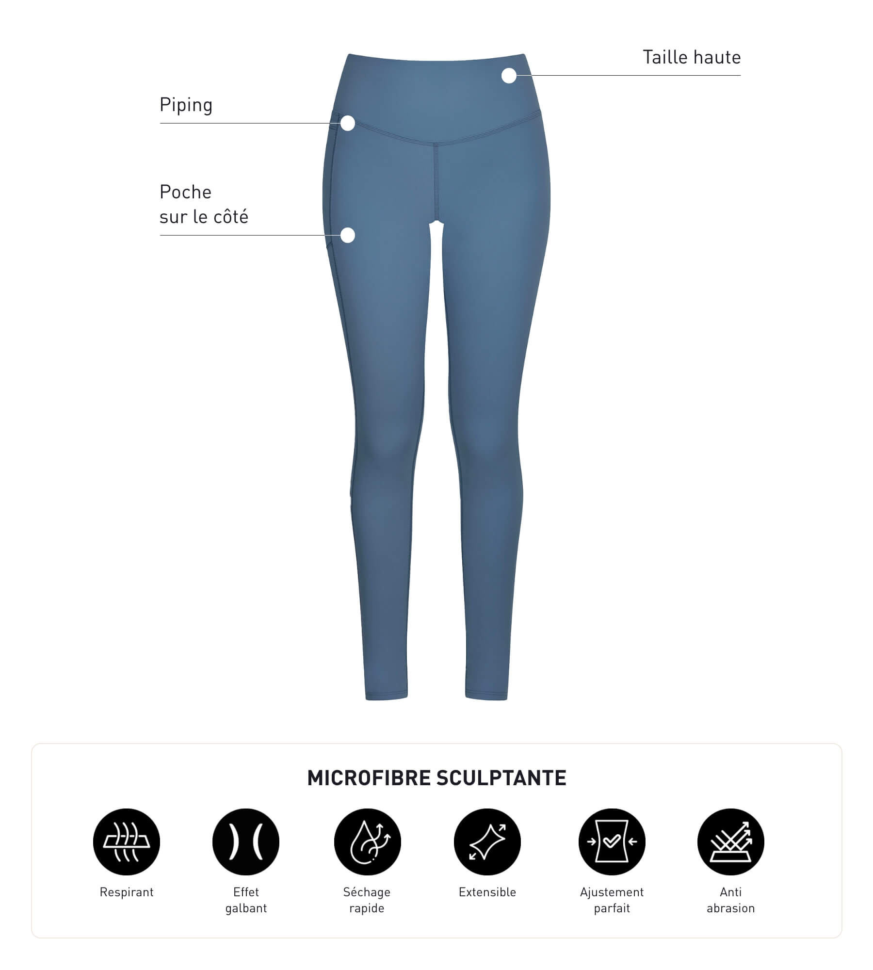 DIM Women's sports leggings in sculpting microfibre Blue Jean Dim Move