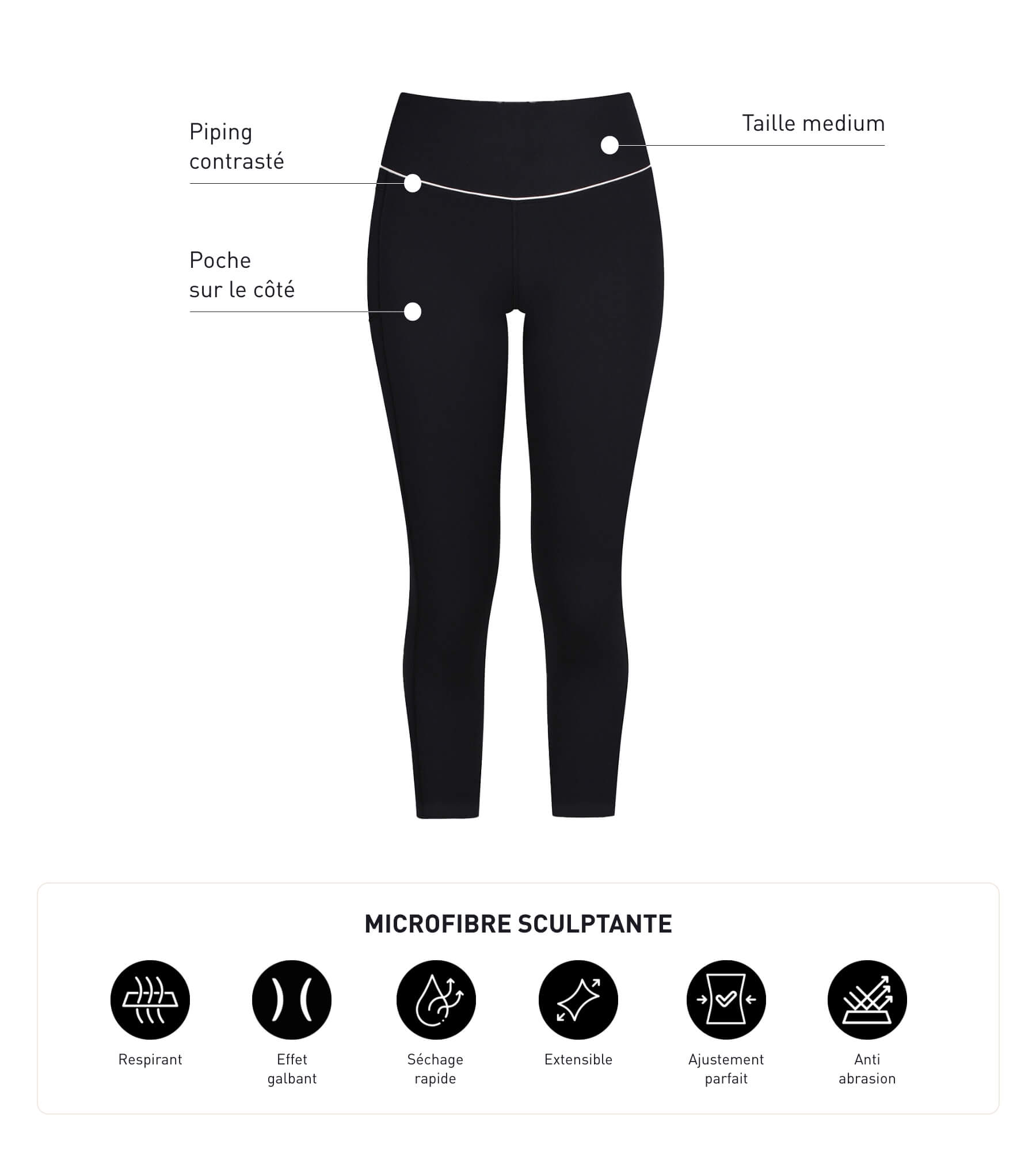 DIM Women's short sports leggings in black microfibre Dim Move
