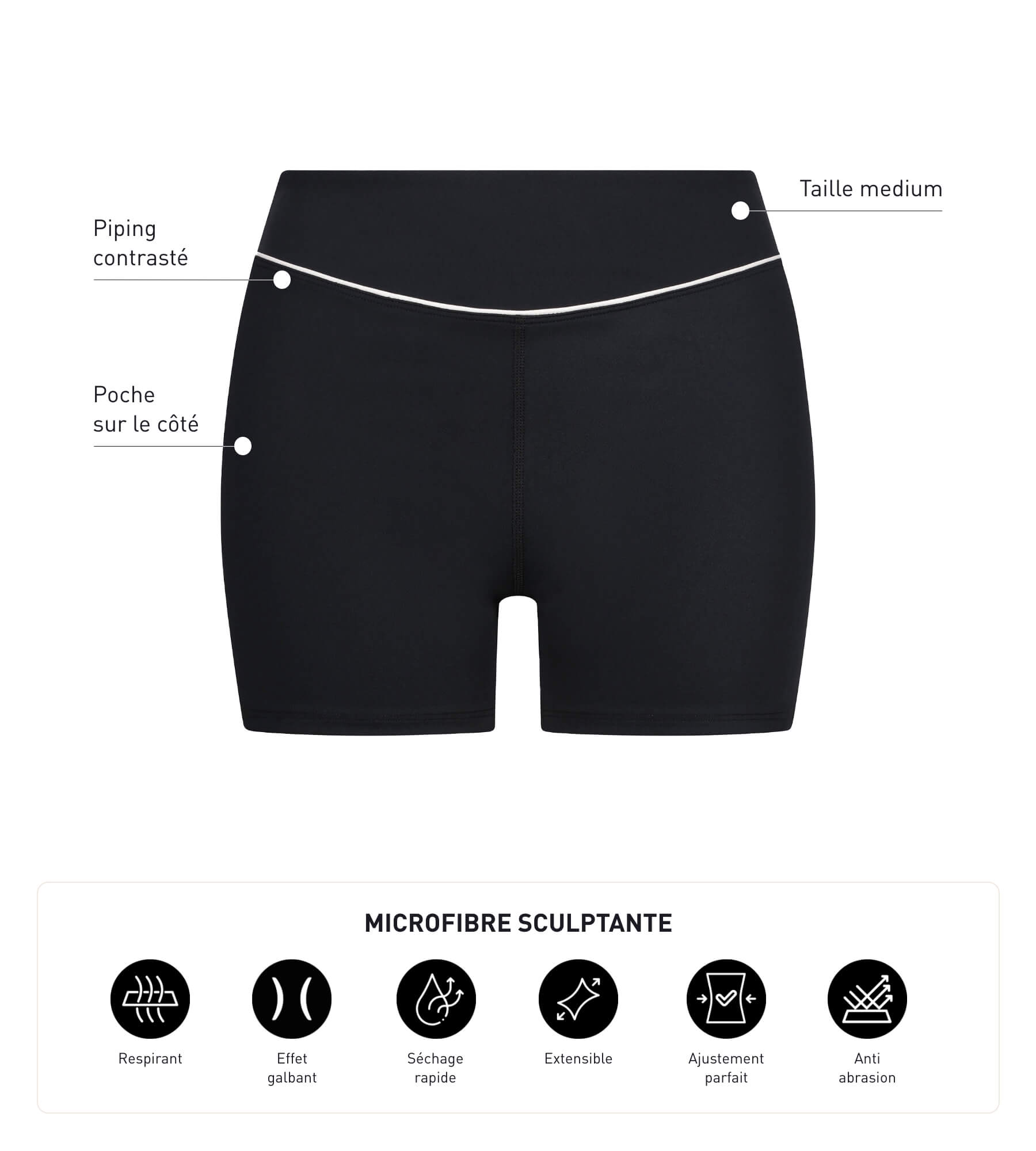 DIM Women's sports shorts in black sculpting microfibre Dim Move