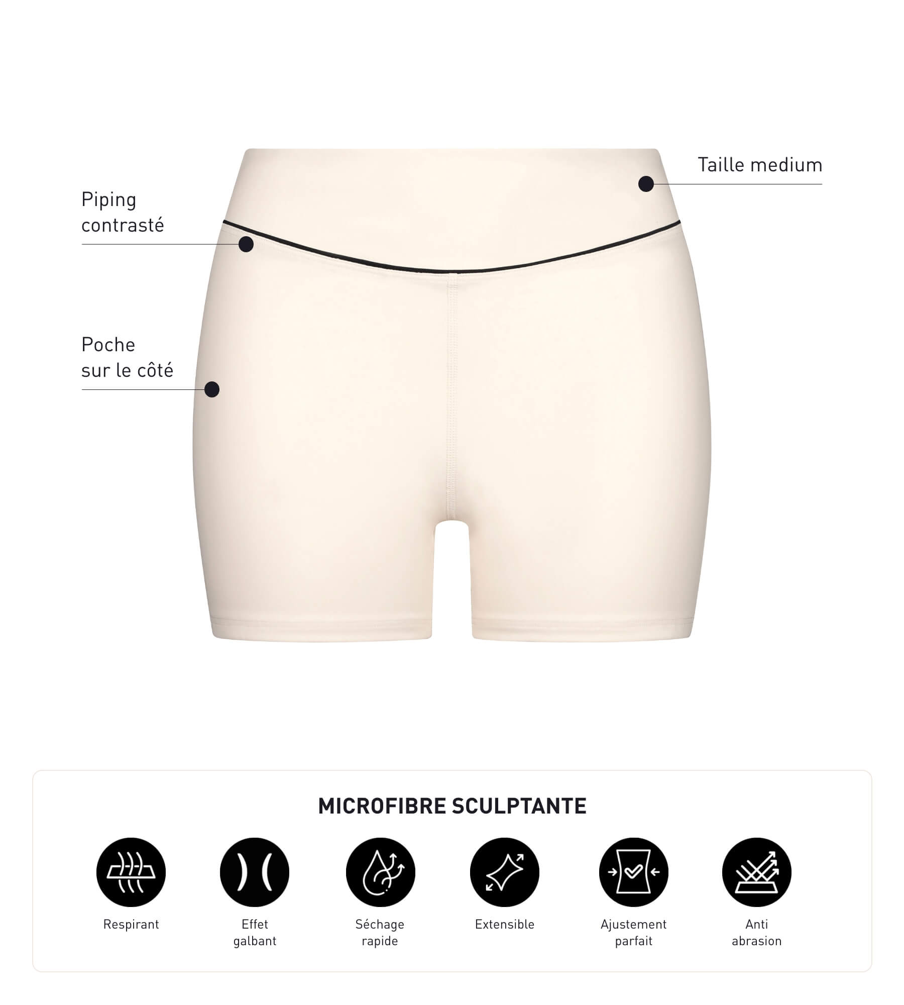DIM Women's sports shorts in sculpting microfibre Ecru Dim Move