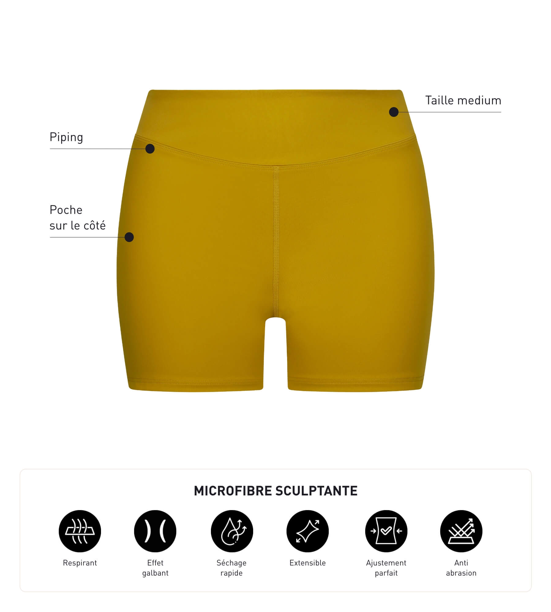 DIM Women's sports shorts in olive green sculpting microfibre Dim Move