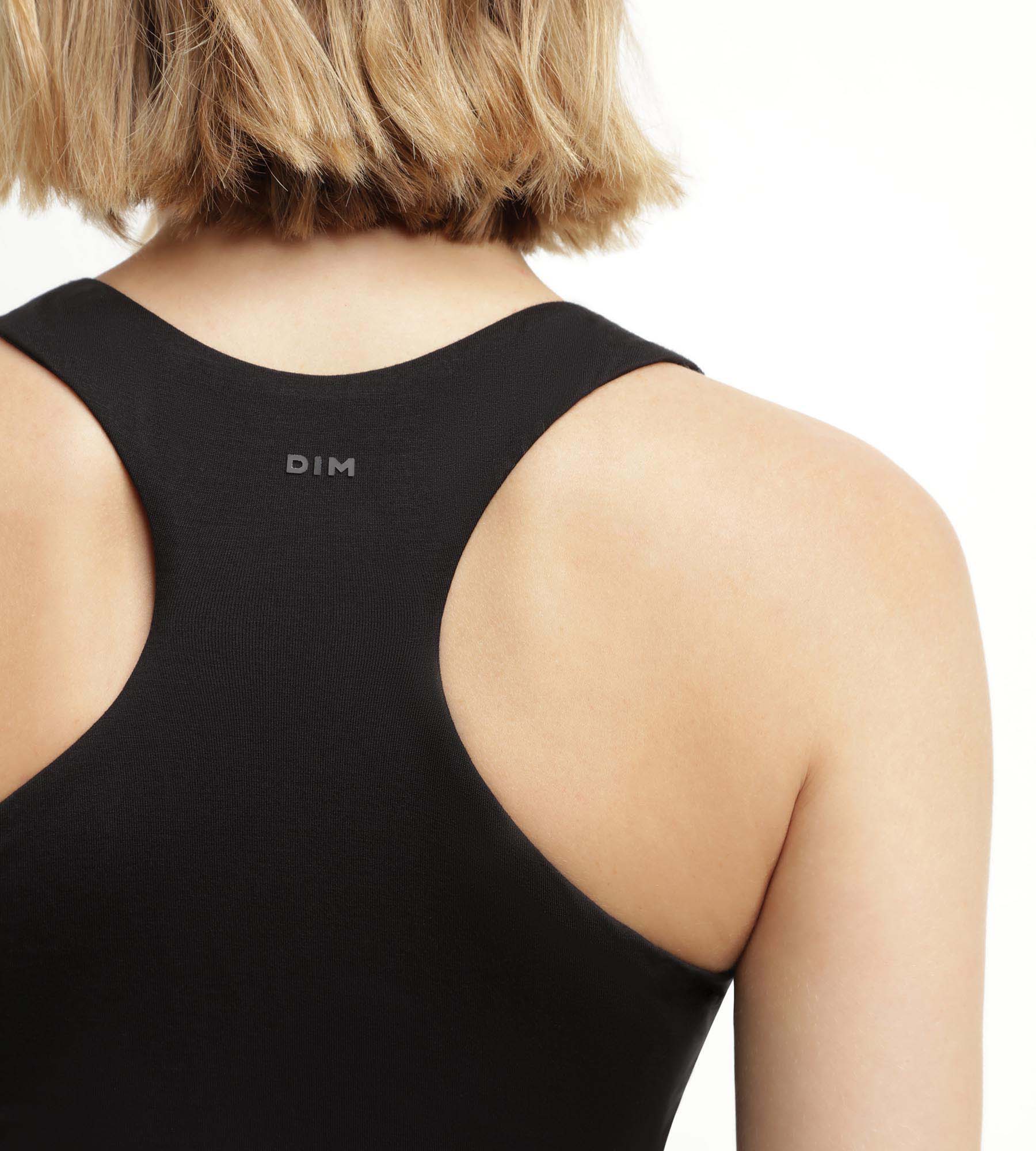 DIM Women's sports tank top in black viscose with bra Dim Move
