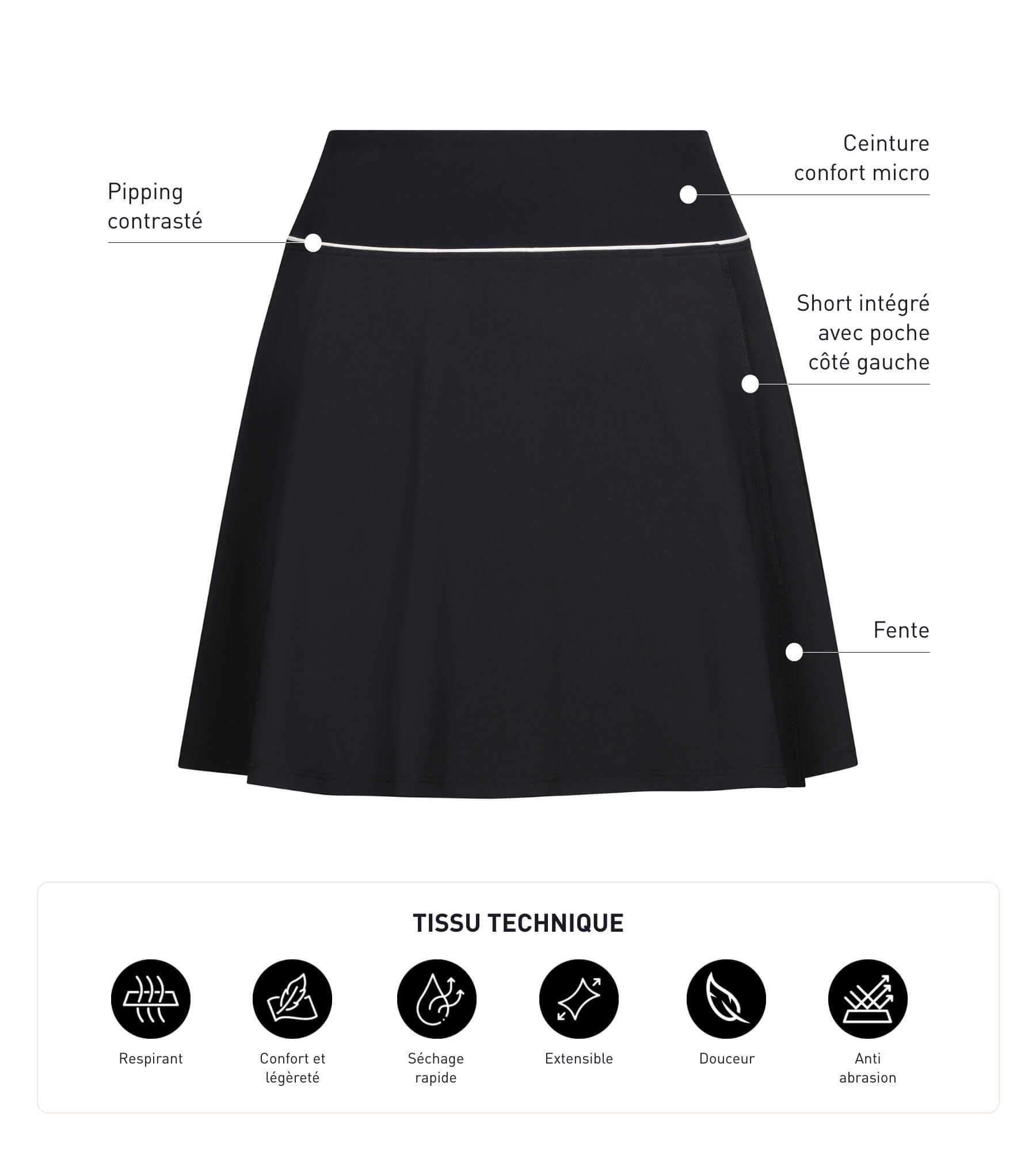 DIM Women's microfibre short skirt Black Dim Move