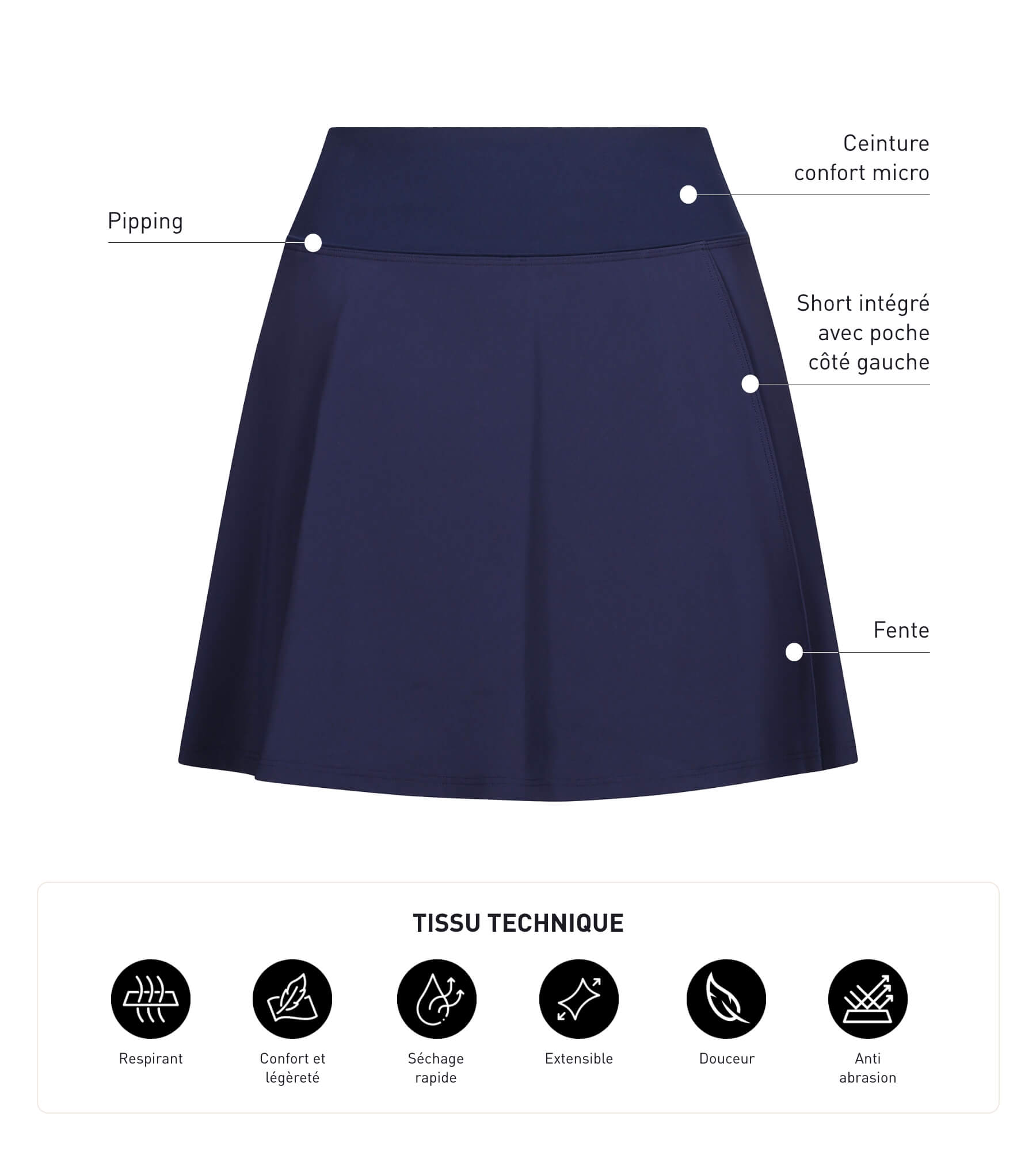 DIM Women's microfibre short skirt Midnight Blue Dim Move