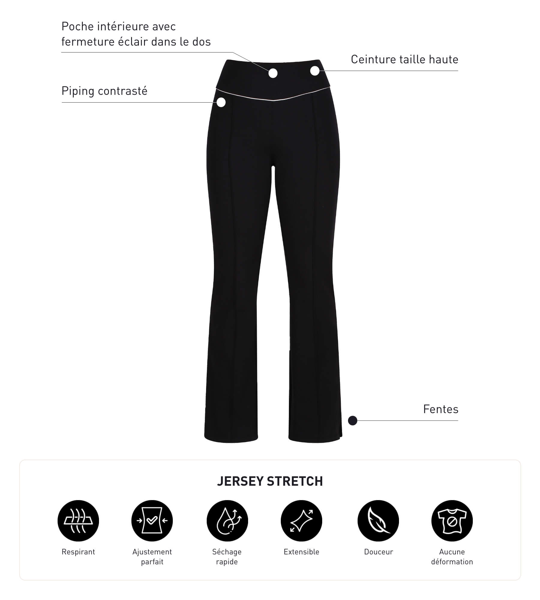 DIM Women's stretch jersey flared sports trousers Black Dim Move
