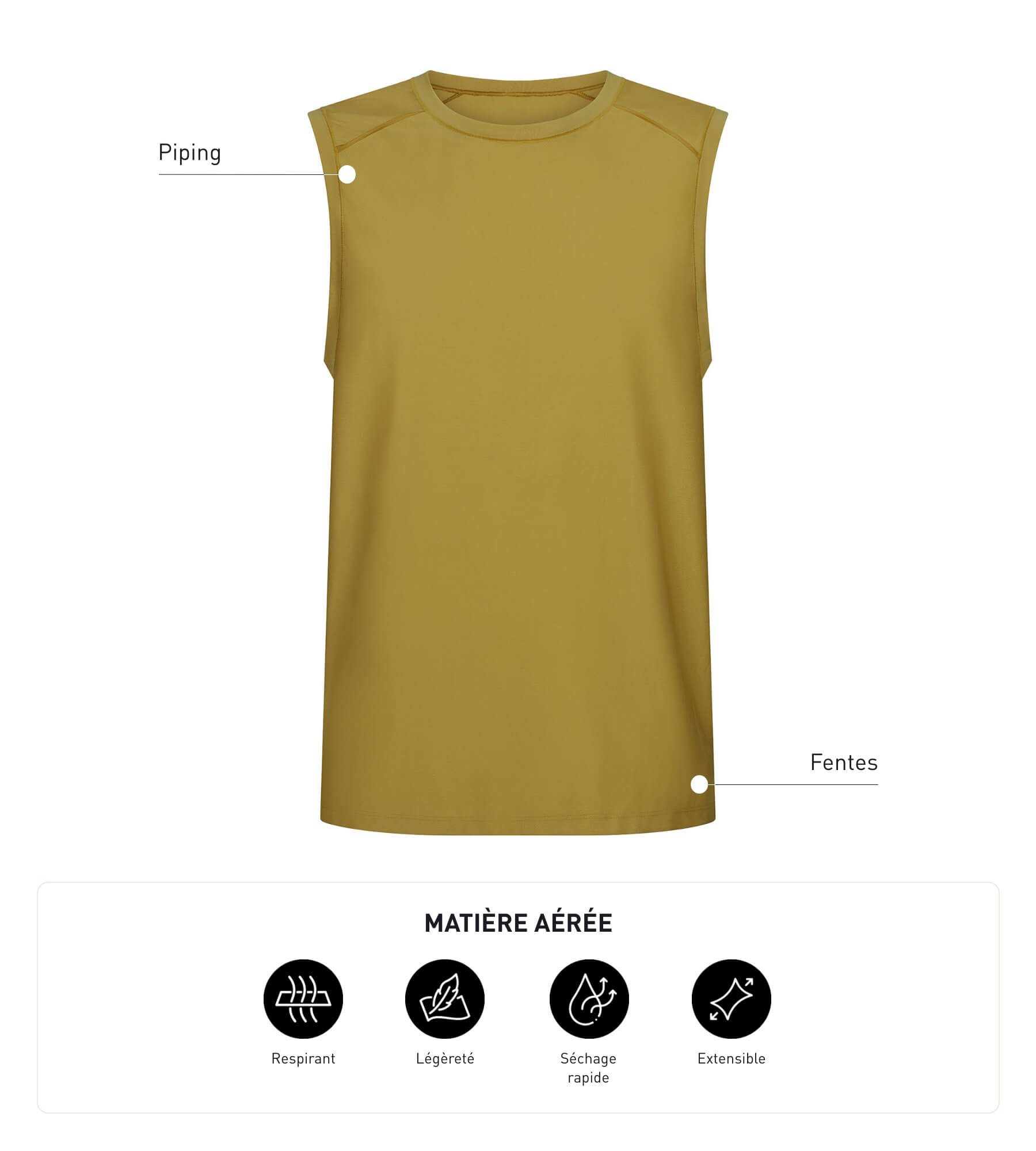 DIM Men's sports tank top in breathable material Olive Dim Move