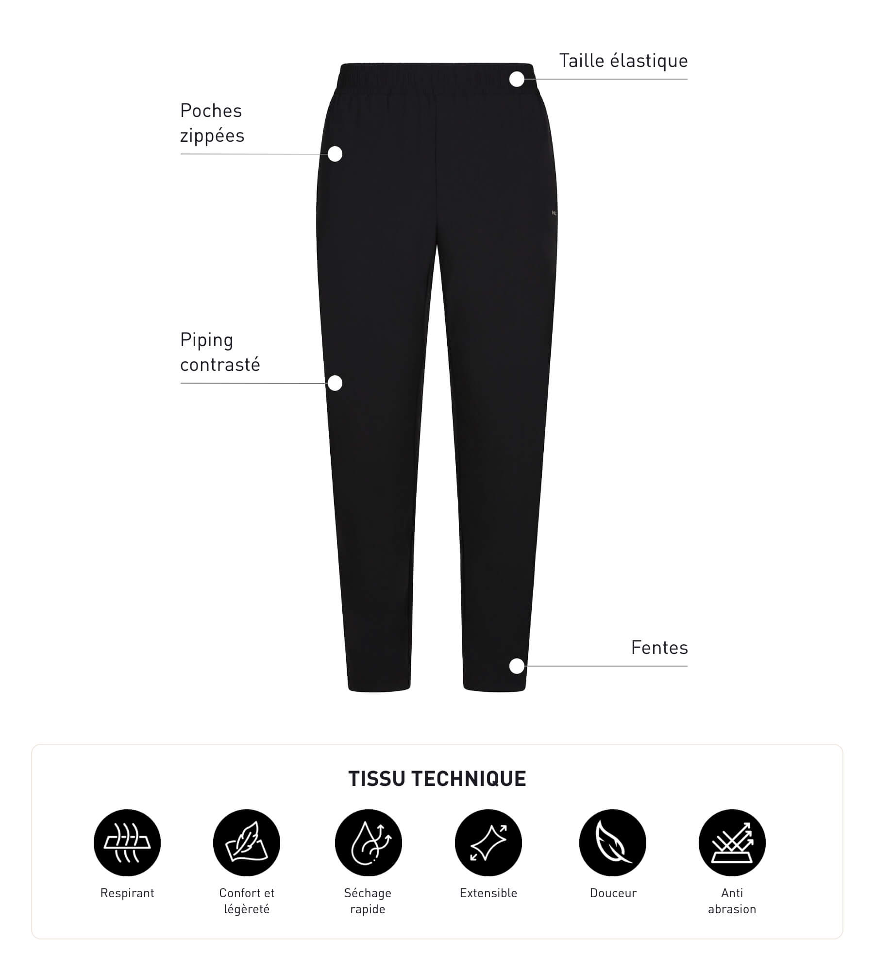 DIM Men's stretch jersey chino trousers Black Dim Move