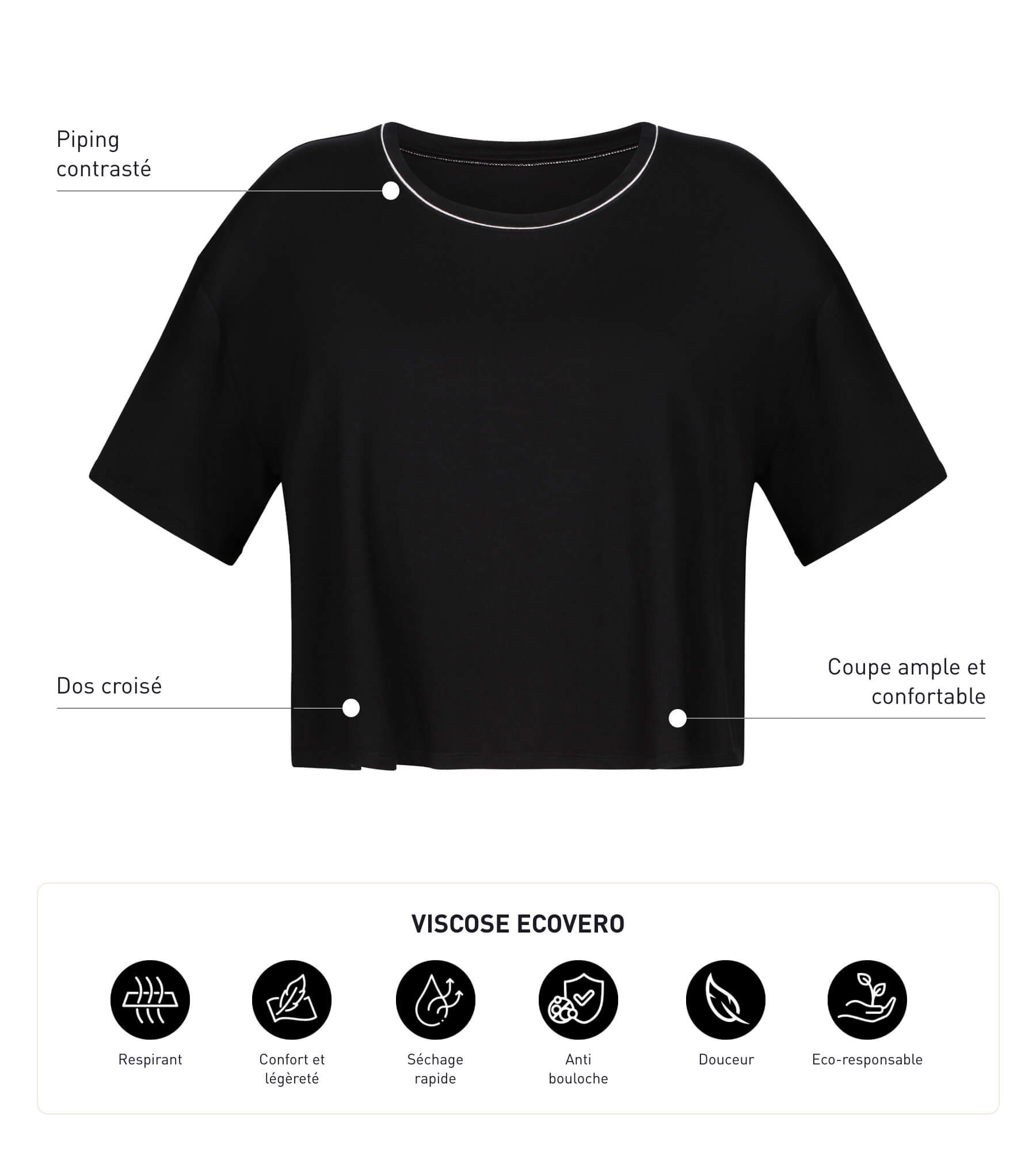 DIM Women's sport t-shirt in black viscose with open back Dim Move