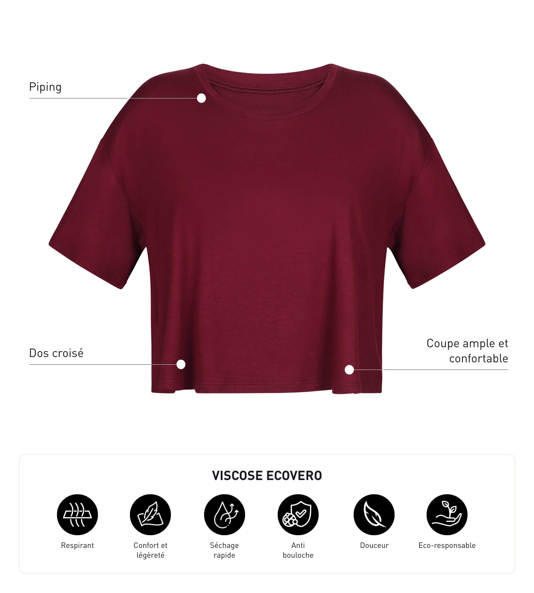 DIM Women's sports T-shirt in burgundy viscose with open back Dim Move