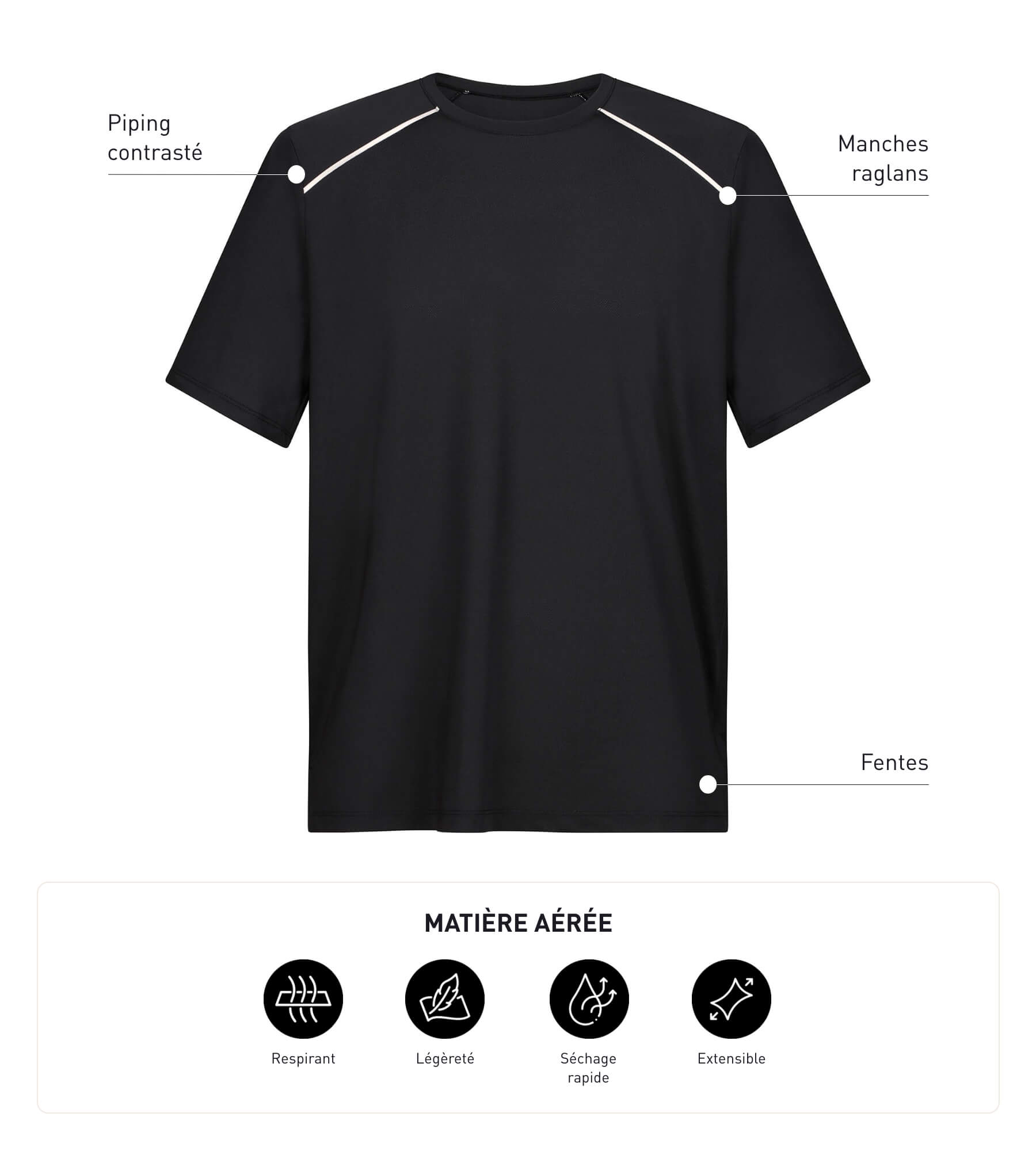 DIM Men's breathable sports T-shirt Black Dim Move