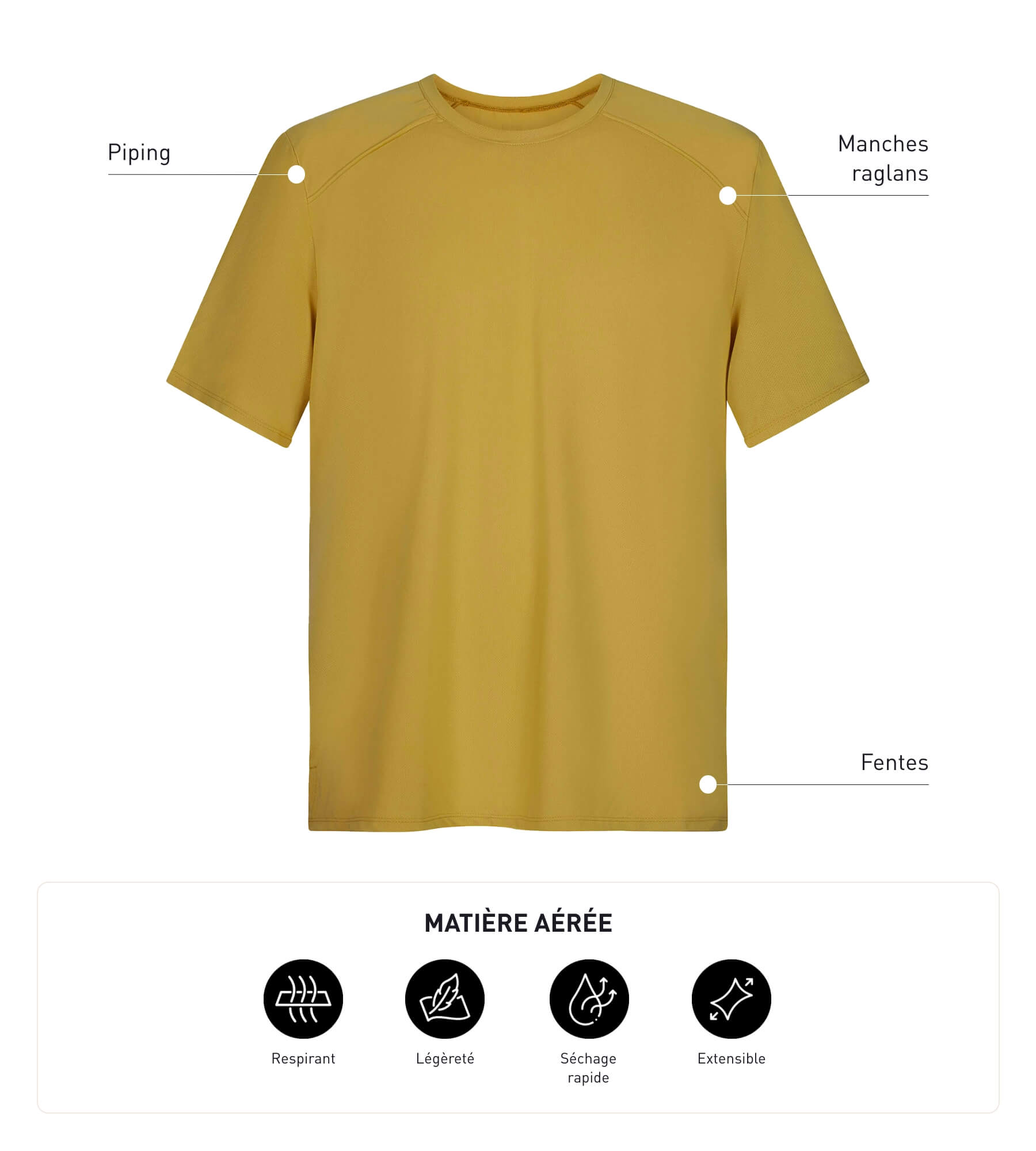 DIM Men's sports T-shirt in breathable Olive Dim Move fabric