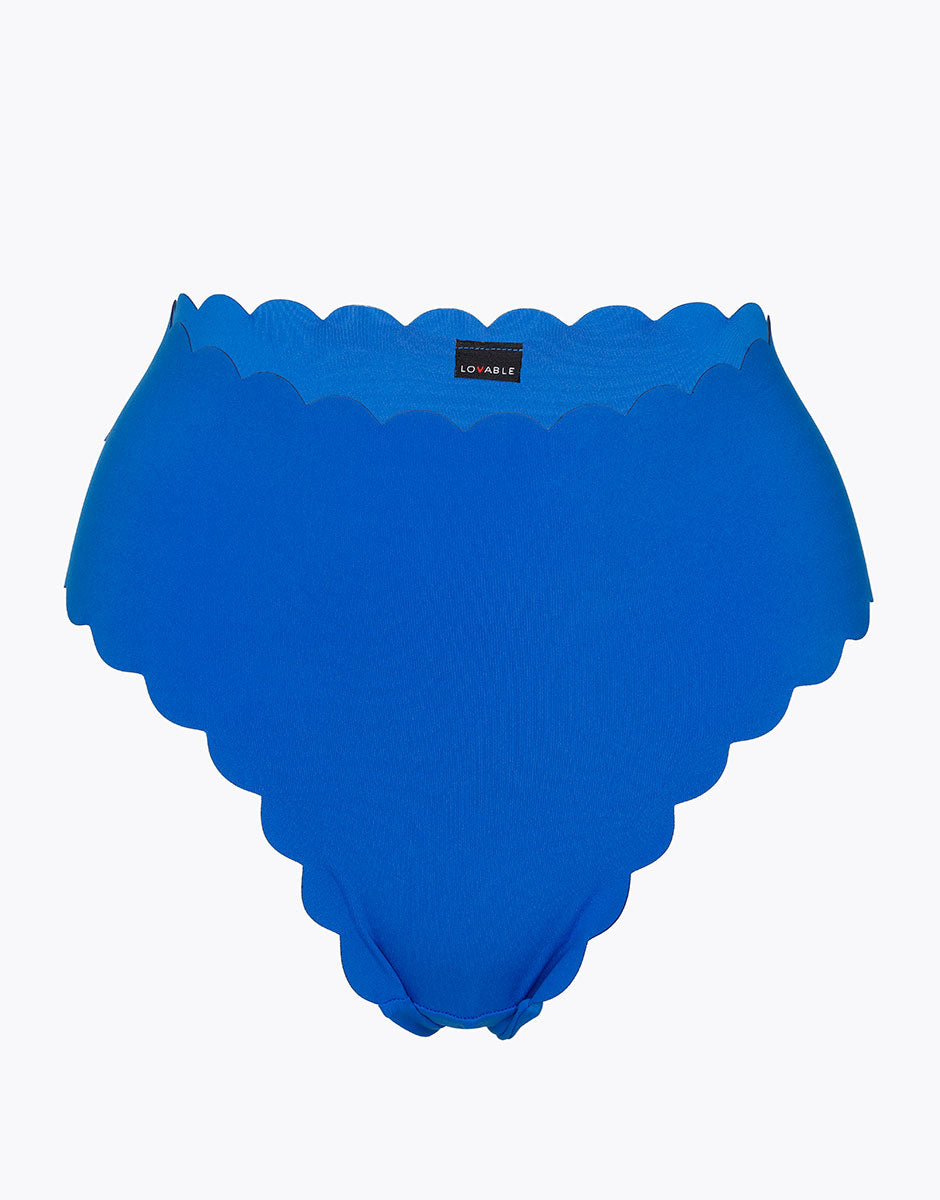 DIM High-waisted bottom Scallop in electric blue microfiber