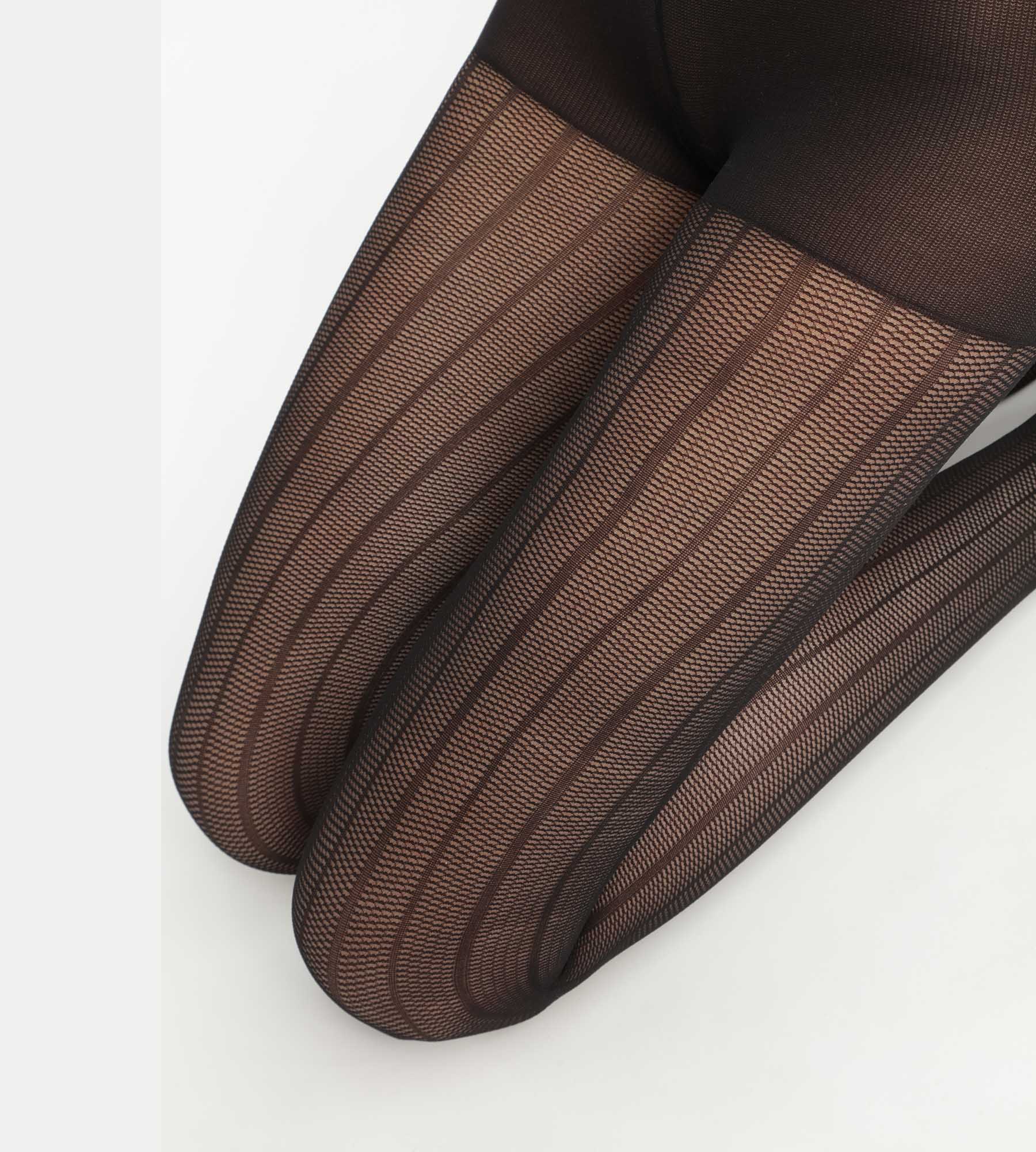 DIM Women's sheer tights with linear pattern Black Dim Style