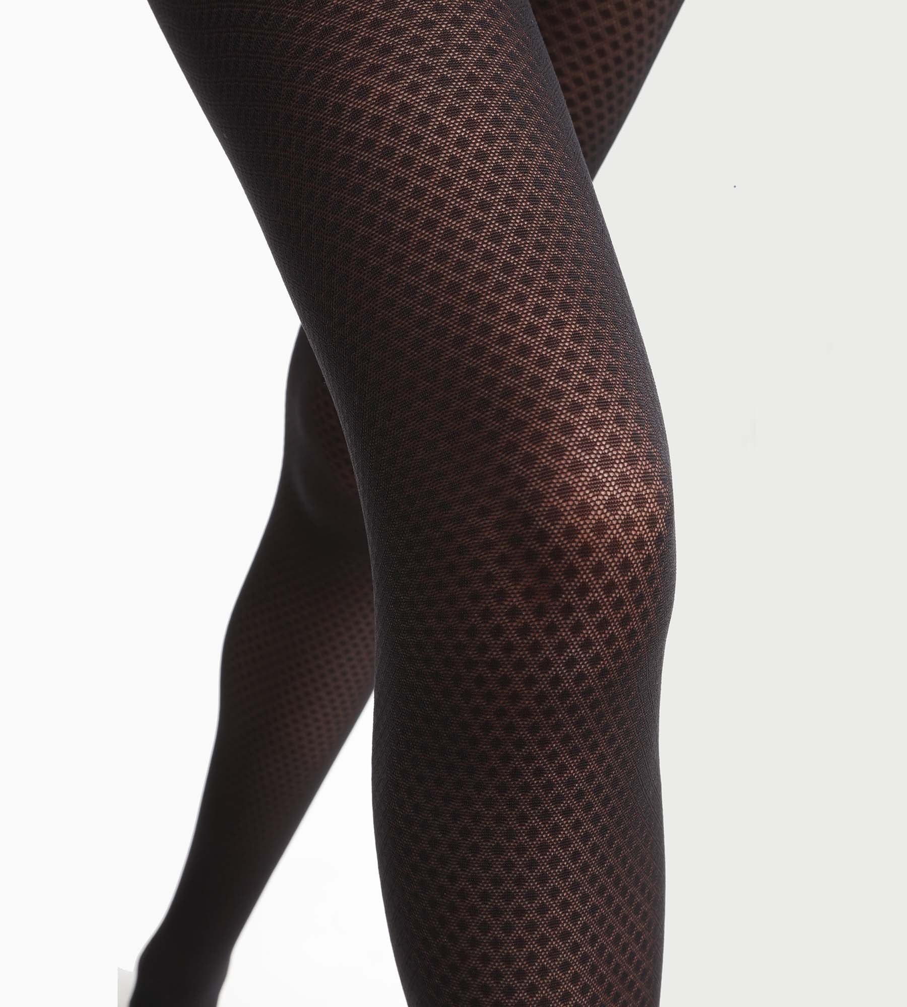 DIM Women's sheer diamond pattern tights Black Dim Style