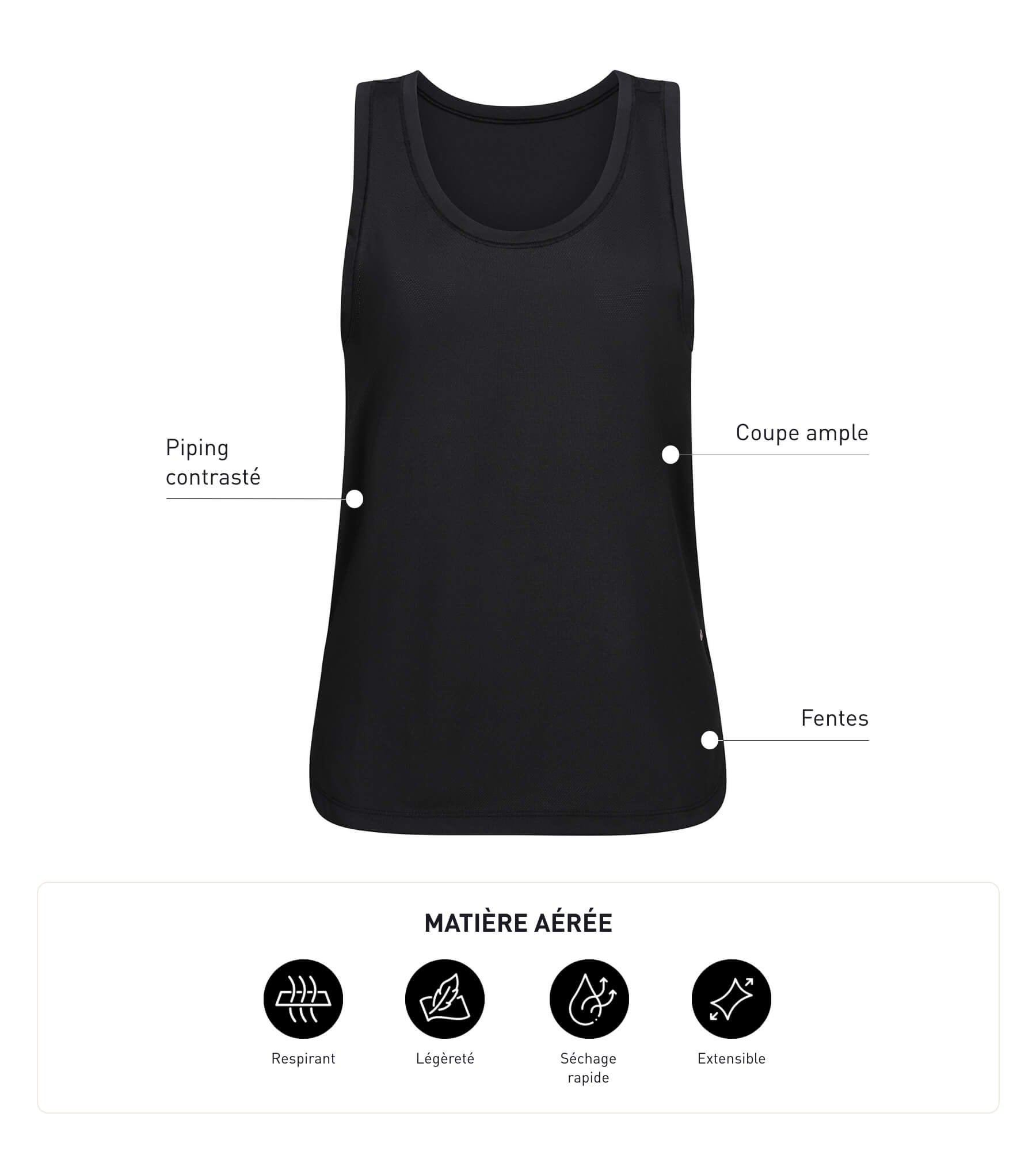 DIM Women's sports tank top in black viscose Dim Move