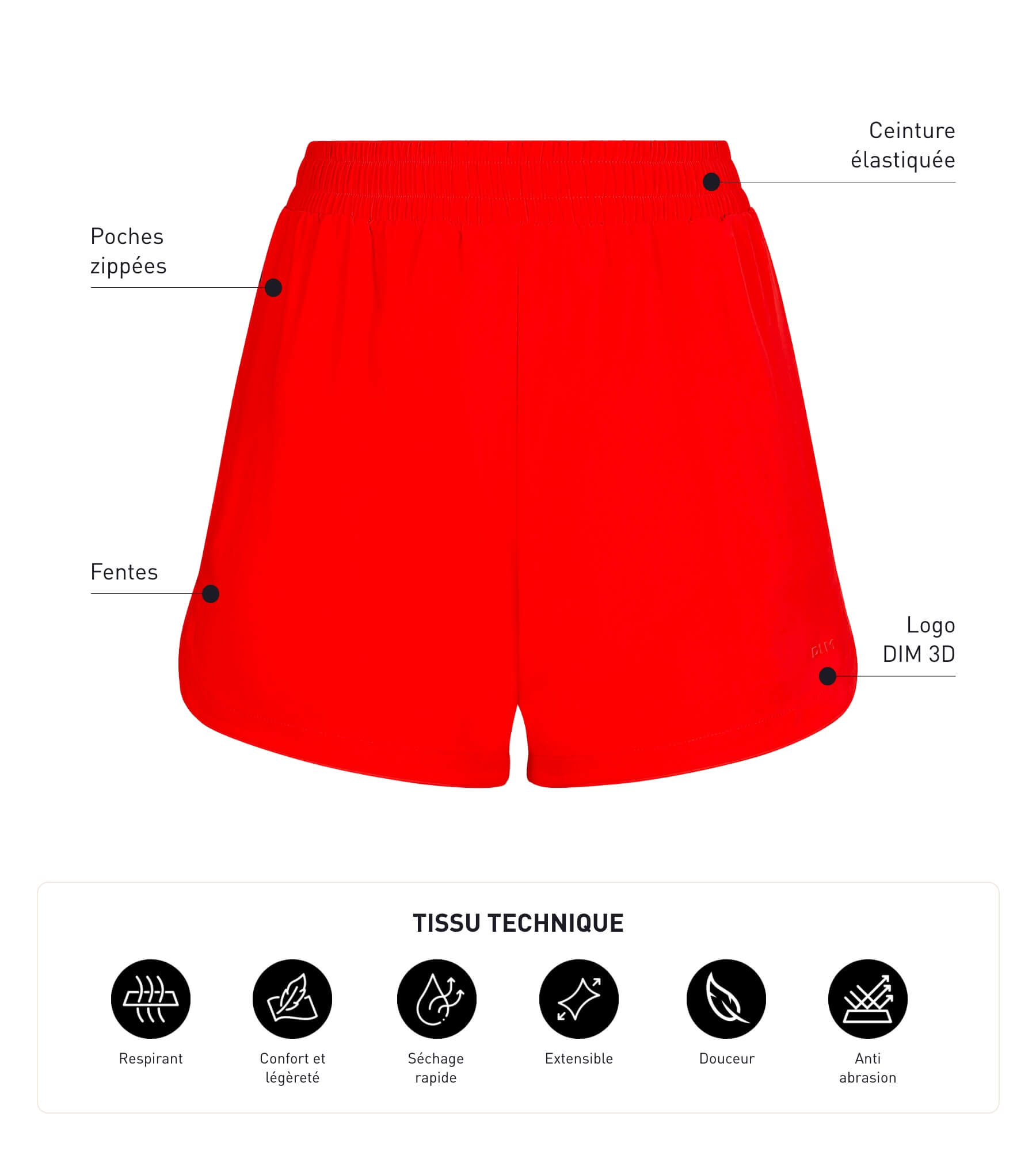 DIM Women's sports shorts in orange viscose Dim Move