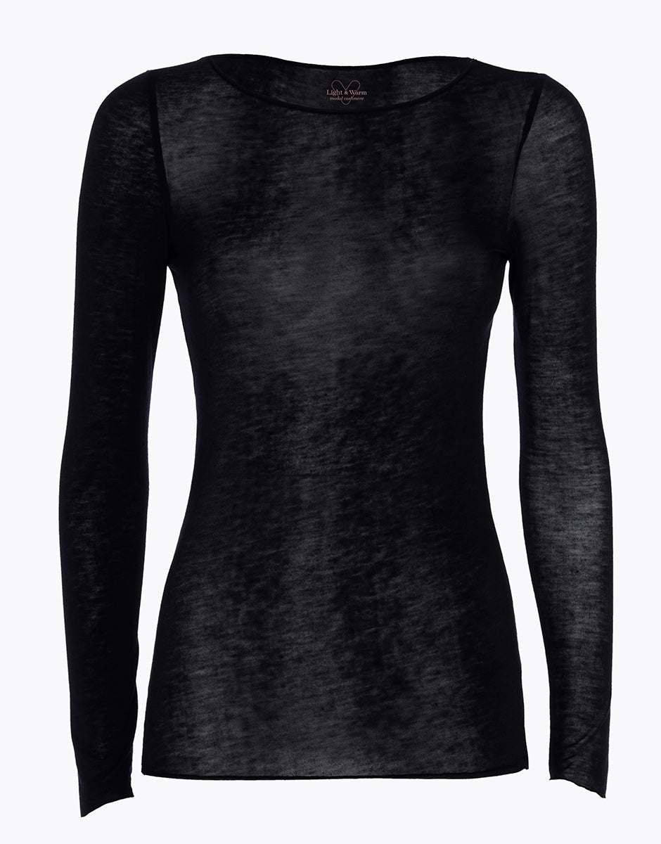 DIM Modal and cashmere jumper with boat neckline and long sleeves Black