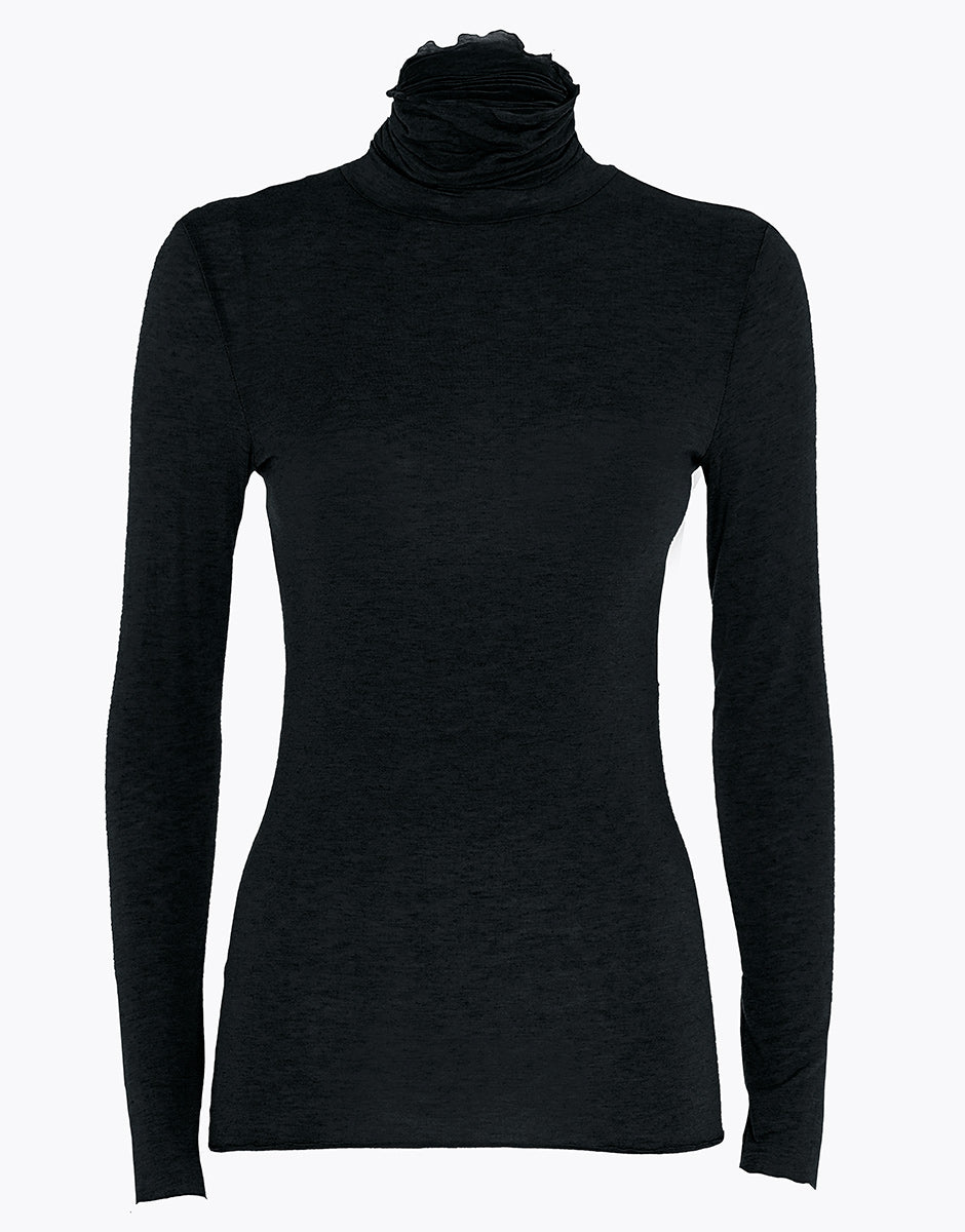 DIM Long-sleeved modal and cashmere stand-up collar jumper Black