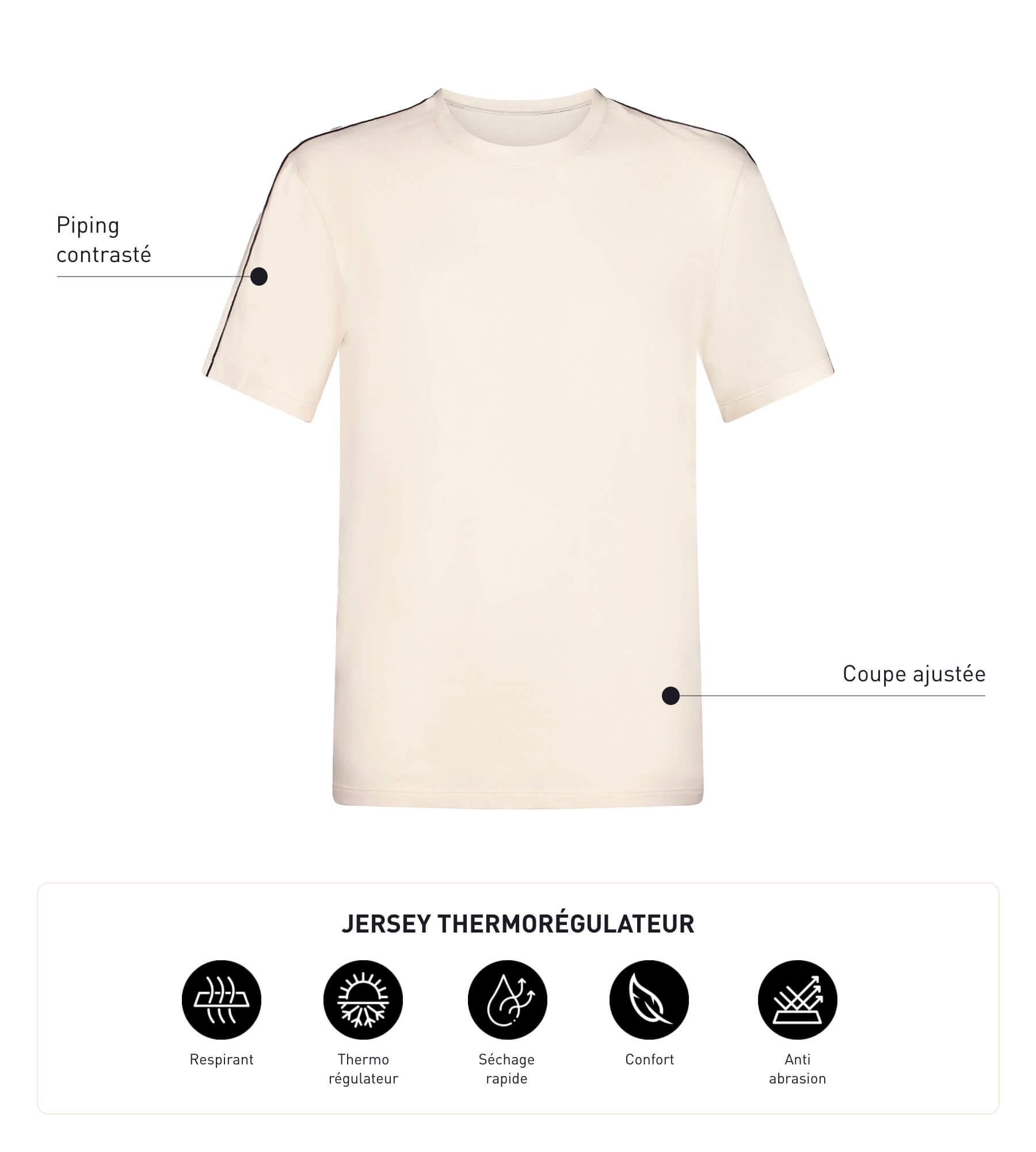 DIM Men's thermoregulating jersey sports T-shirt Ecru Dim Move