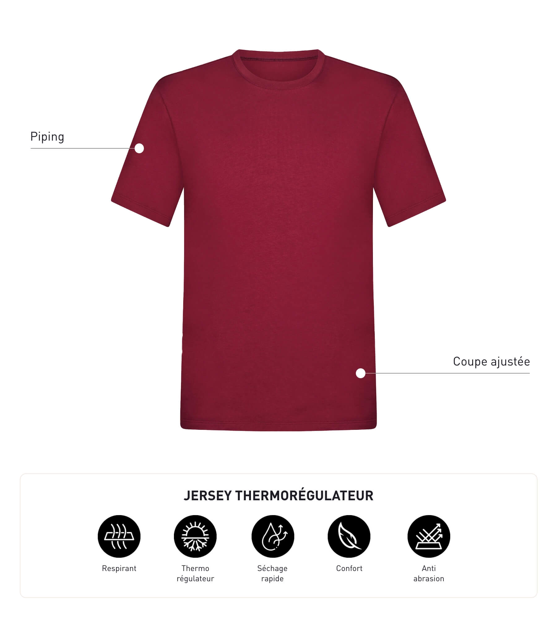 DIM Men's thermoregulating sports T-shirt in Dim Move Bordeaux jersey