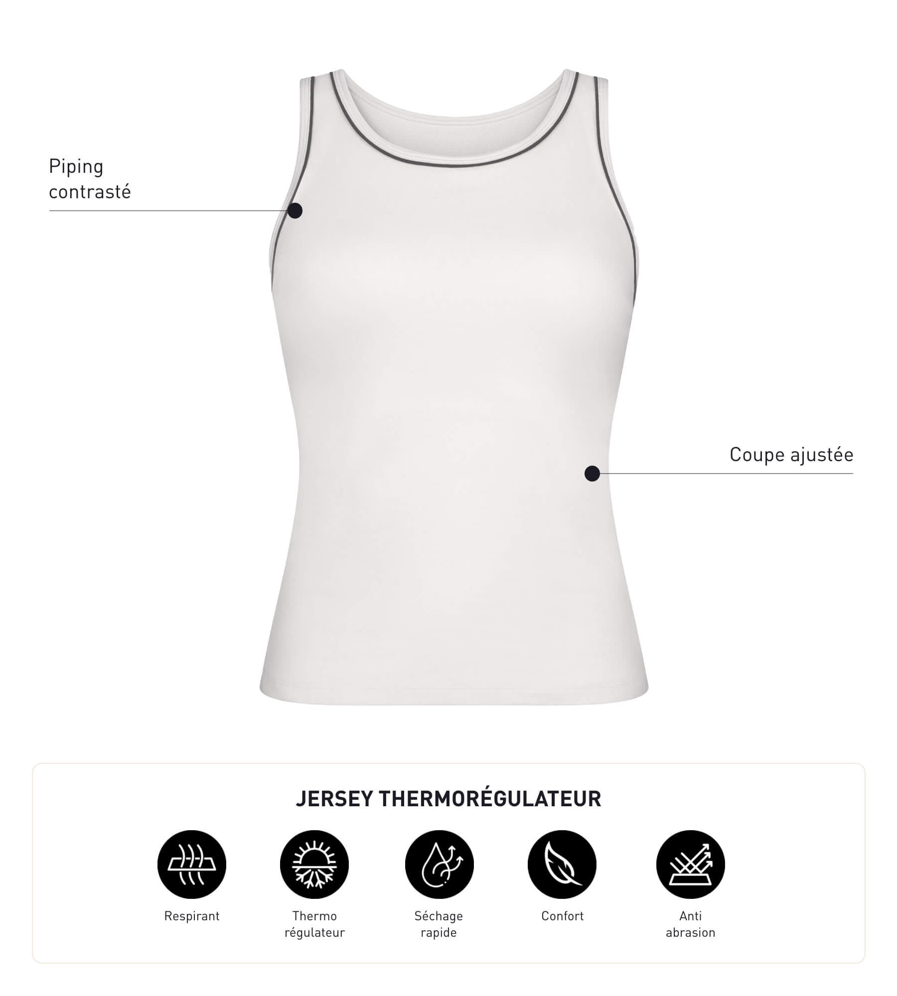 DIM Women's thermoregulating jersey sports tank top Ecru Dim Move