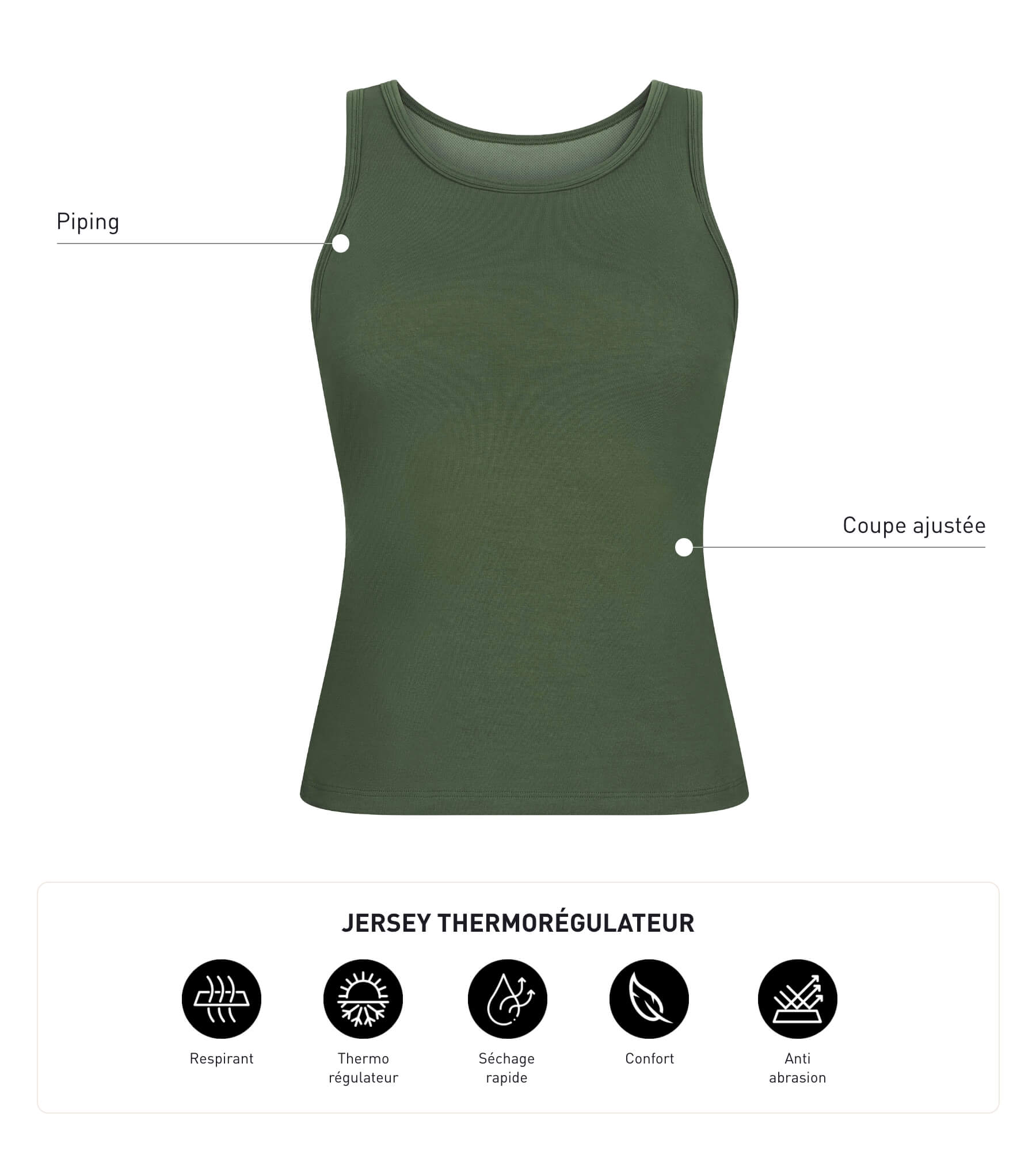 DIM Thermoregulating women's sports tank top in khaki jersey Dim Move