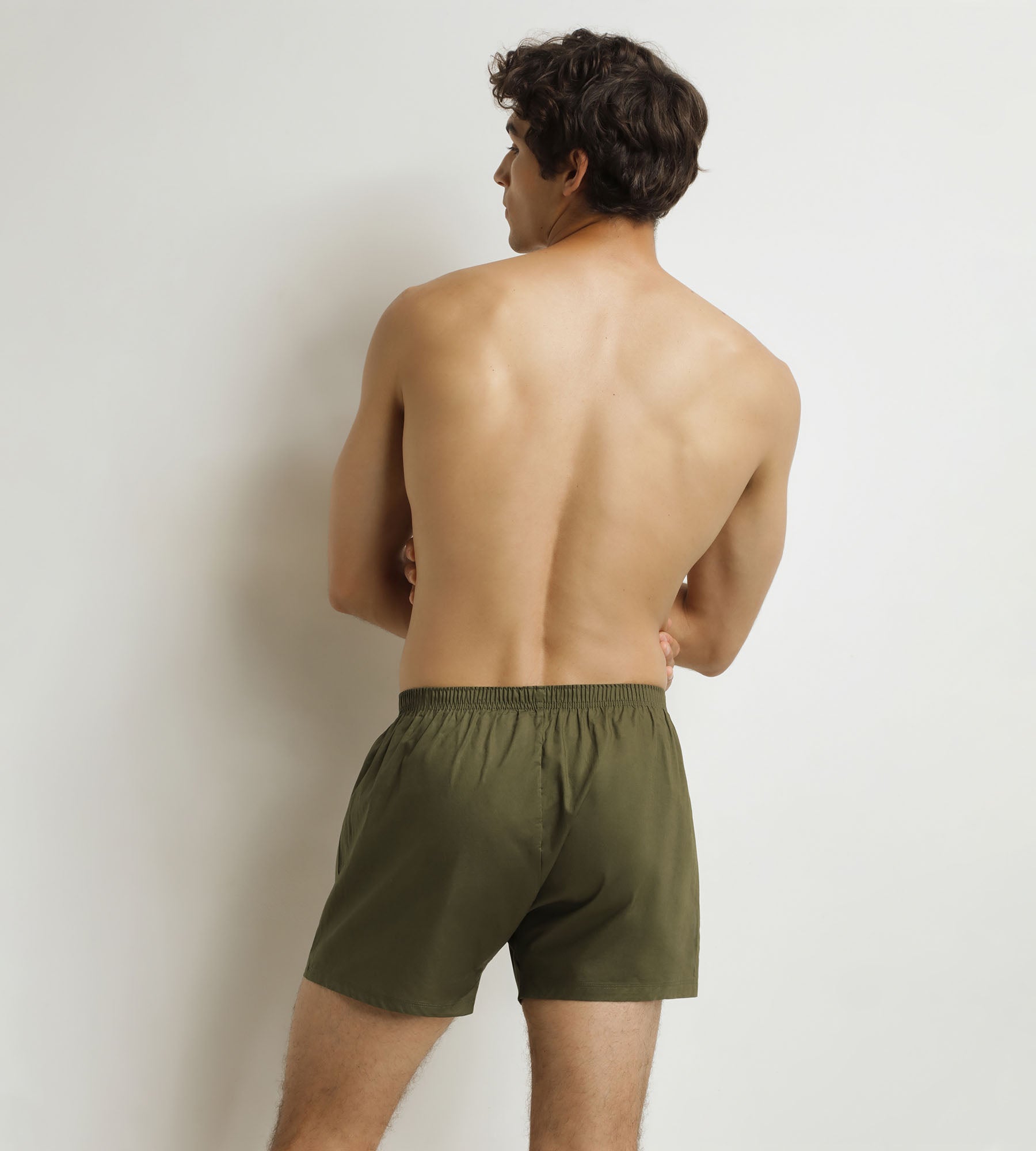 DIM Pack of 2 Beige Striped Green Stretch Cotton Men's Boxer Briefs
