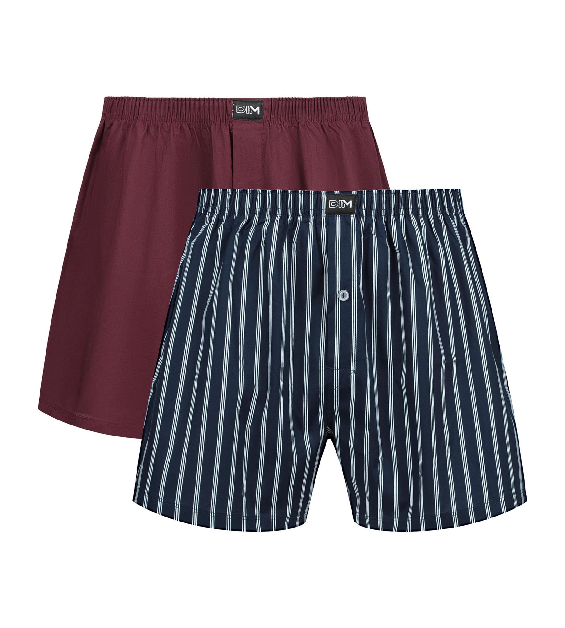 DIM Pack of 2 Blue Striped Red Stretch Cotton Men's Boxer Briefs