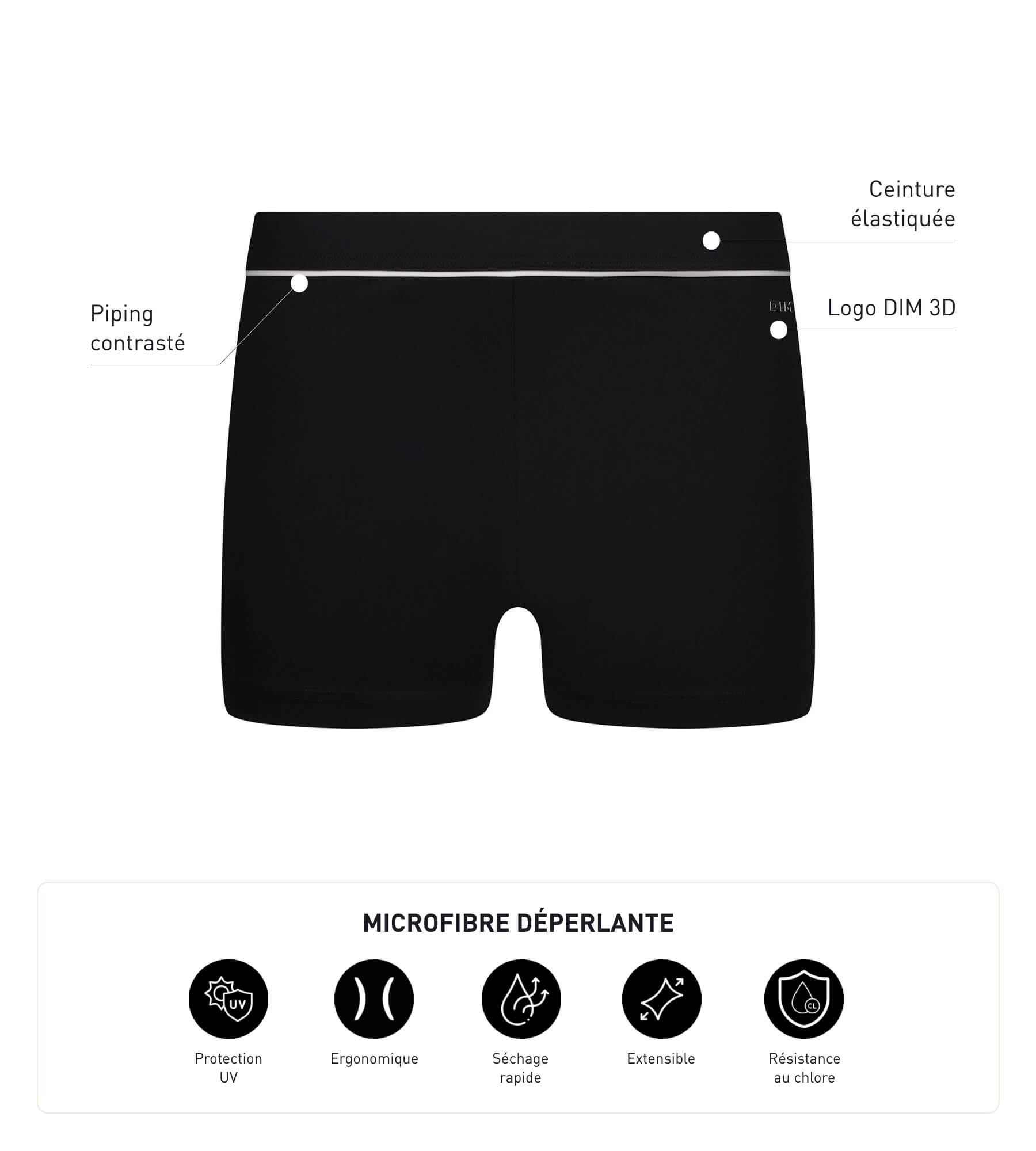 DIM Men's swimming costume in black microfibre Dim Move