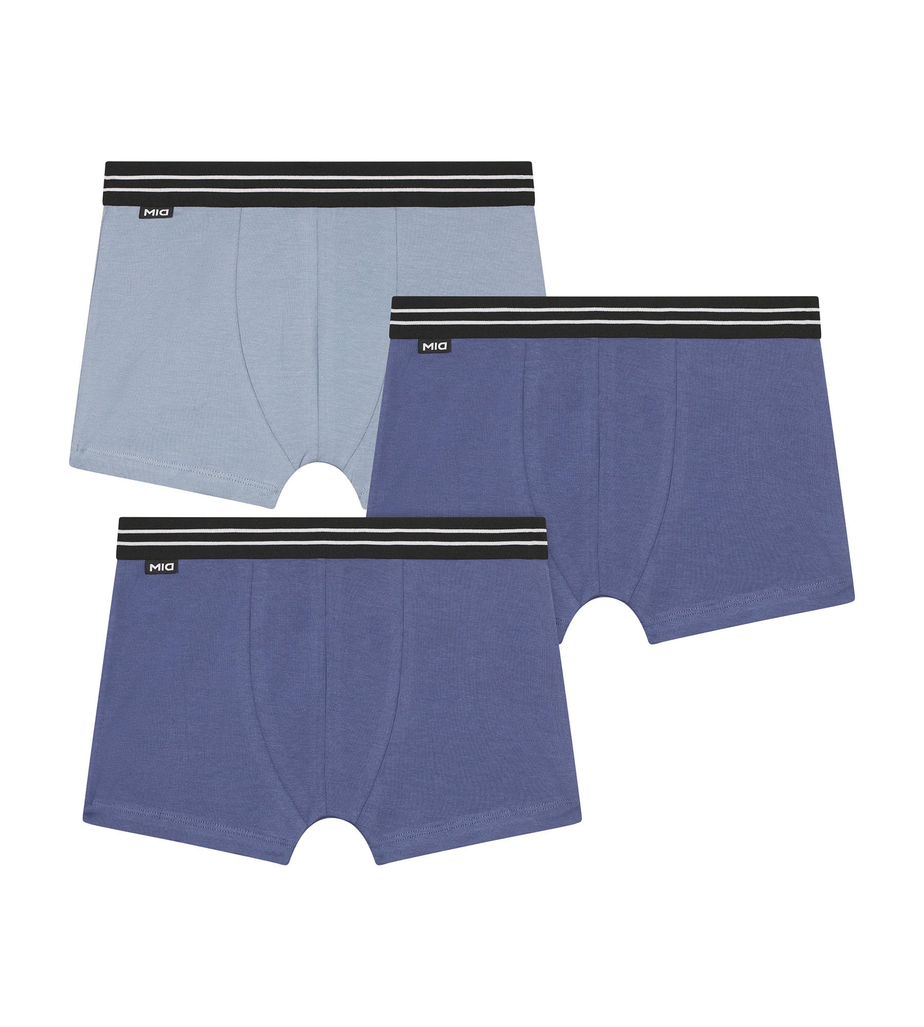 DIM Pack of 3 Ecodim blue stretch cotton boxer shorts for boys