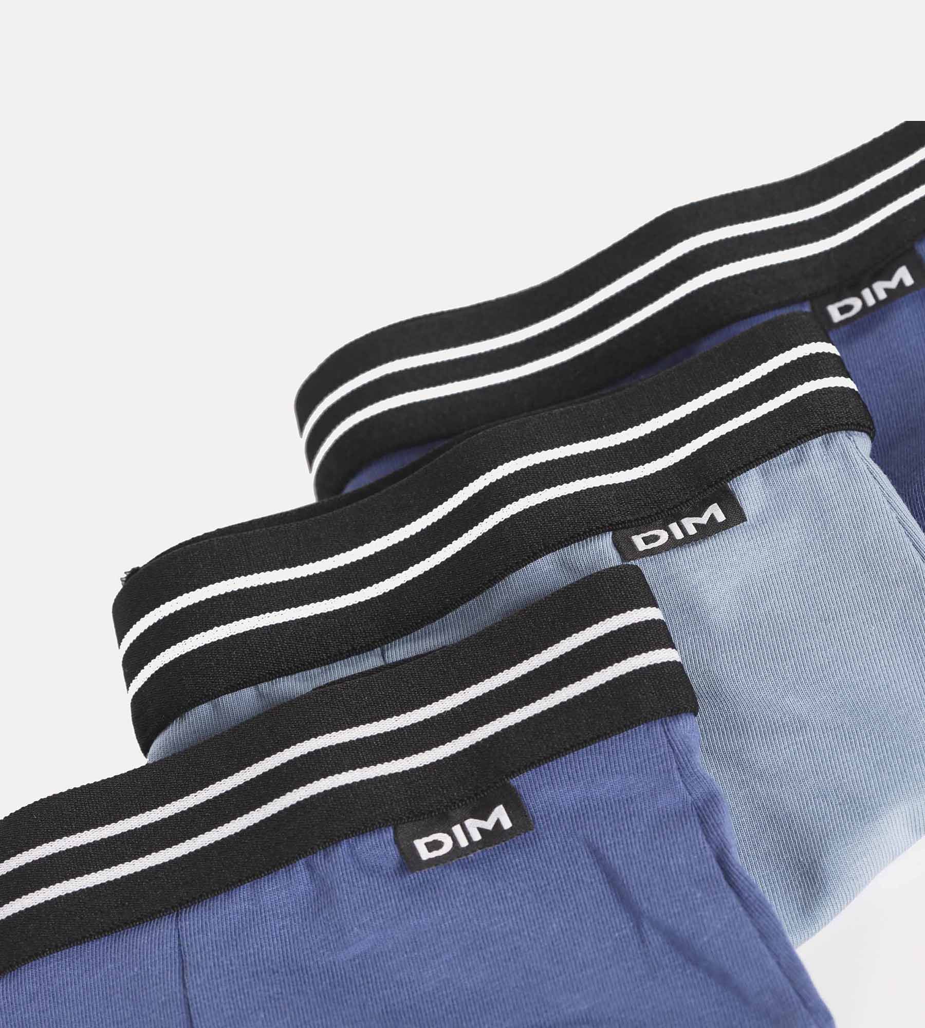 DIM Pack of 3 Ecodim blue stretch cotton boxer shorts for boys