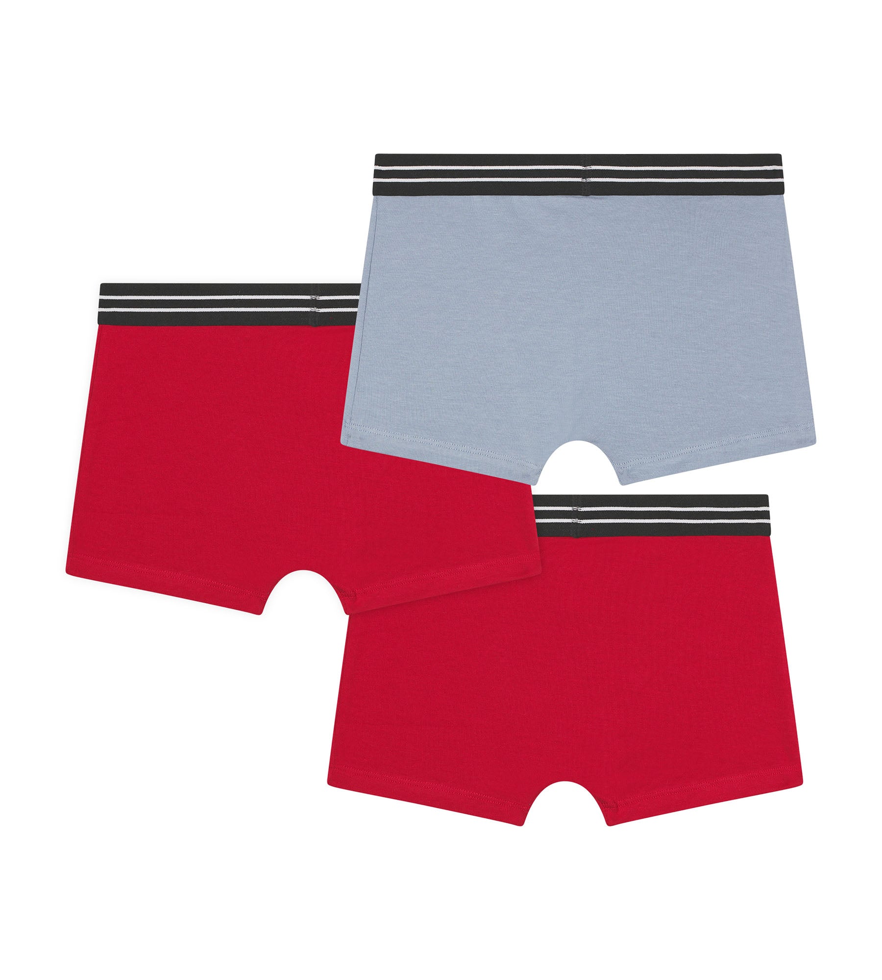 DIM Pack of 3 Ecodim Red Blue stretch cotton boxer shorts for boys