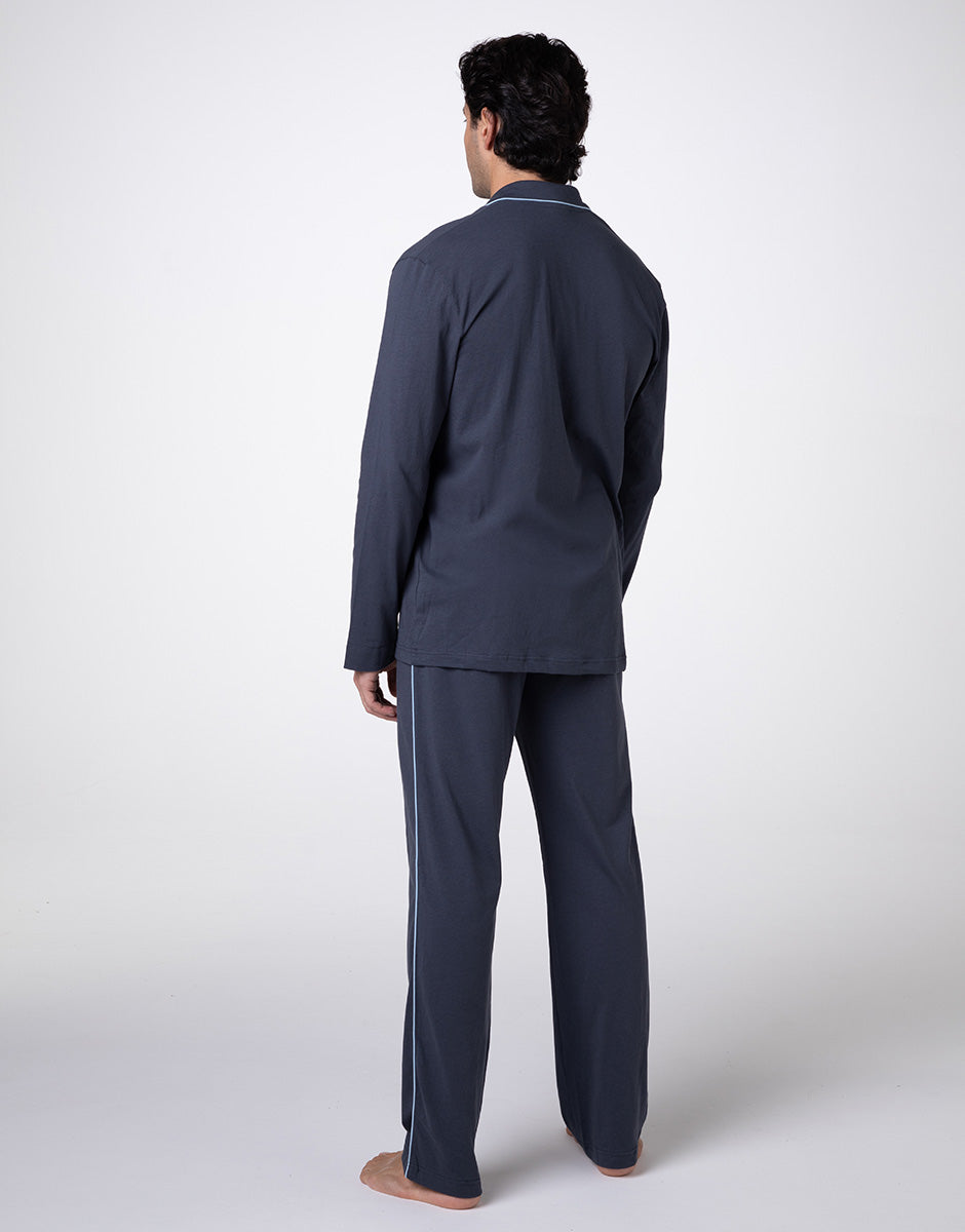 DIM Unisex Slate Cotton Jersey Long Pajama Set