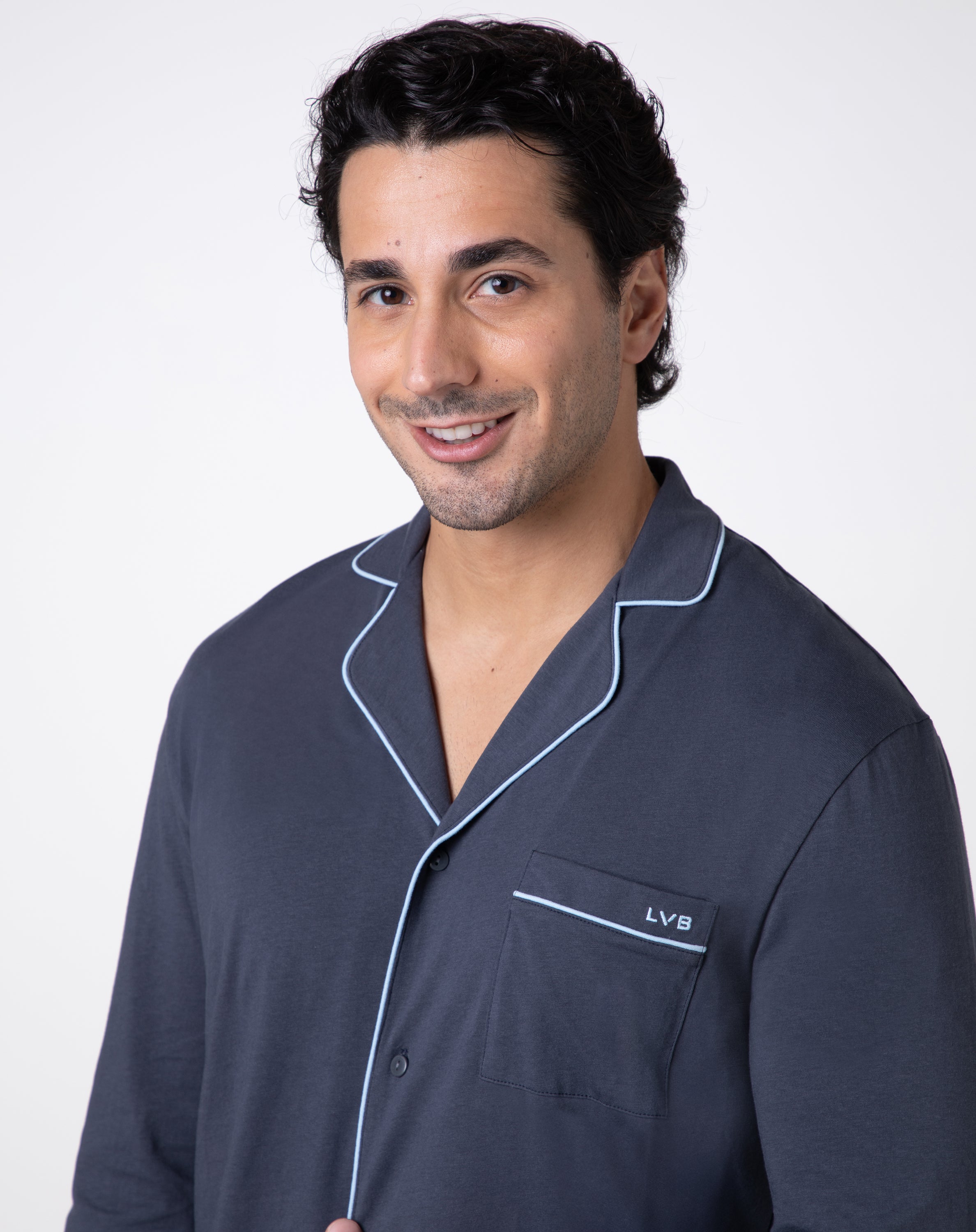 DIM Unisex Slate Cotton Jersey Long Pajama Set