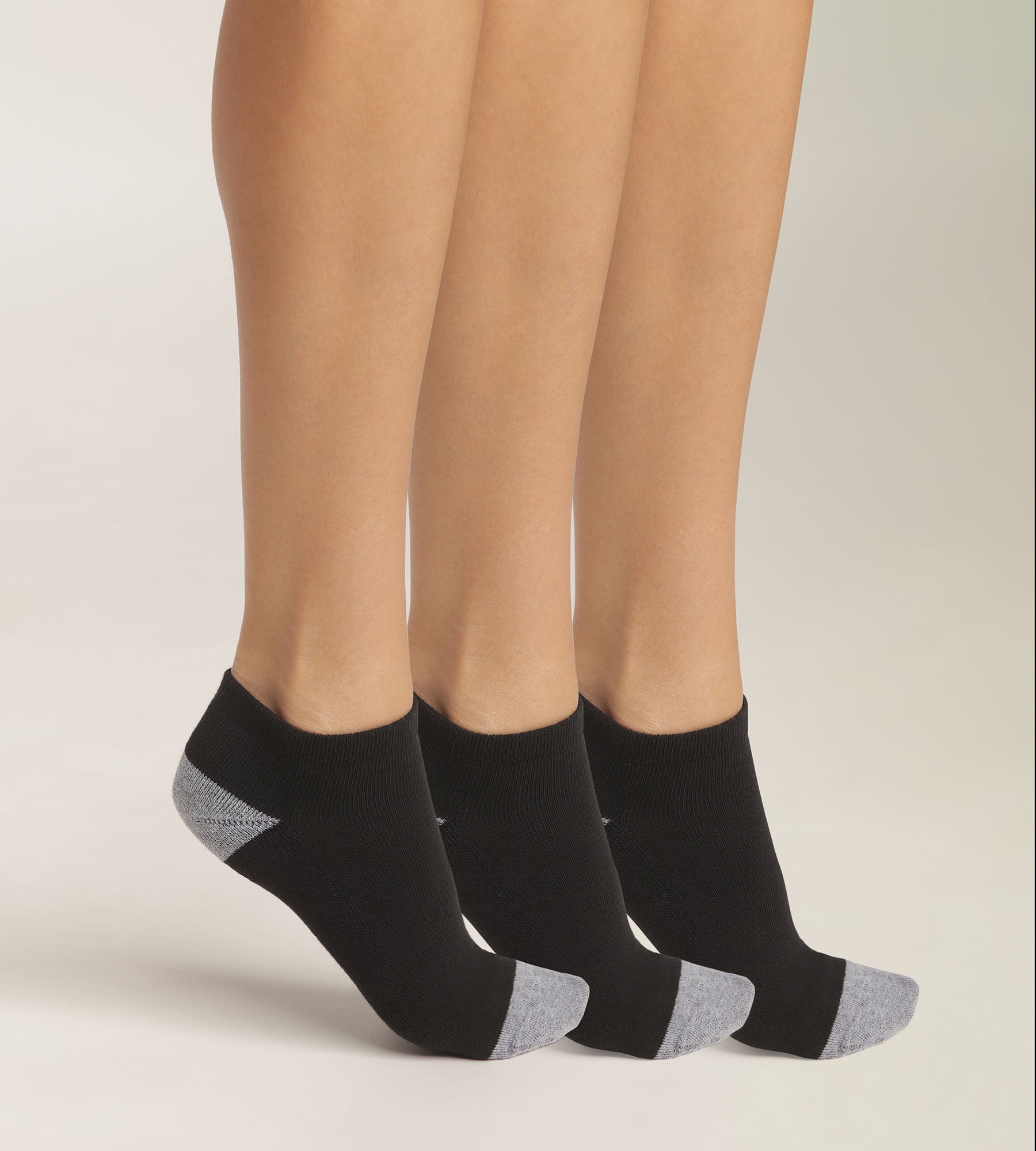 DIM Pack of 3 pairs of EcoDim Sport black and grey cotton socks for women