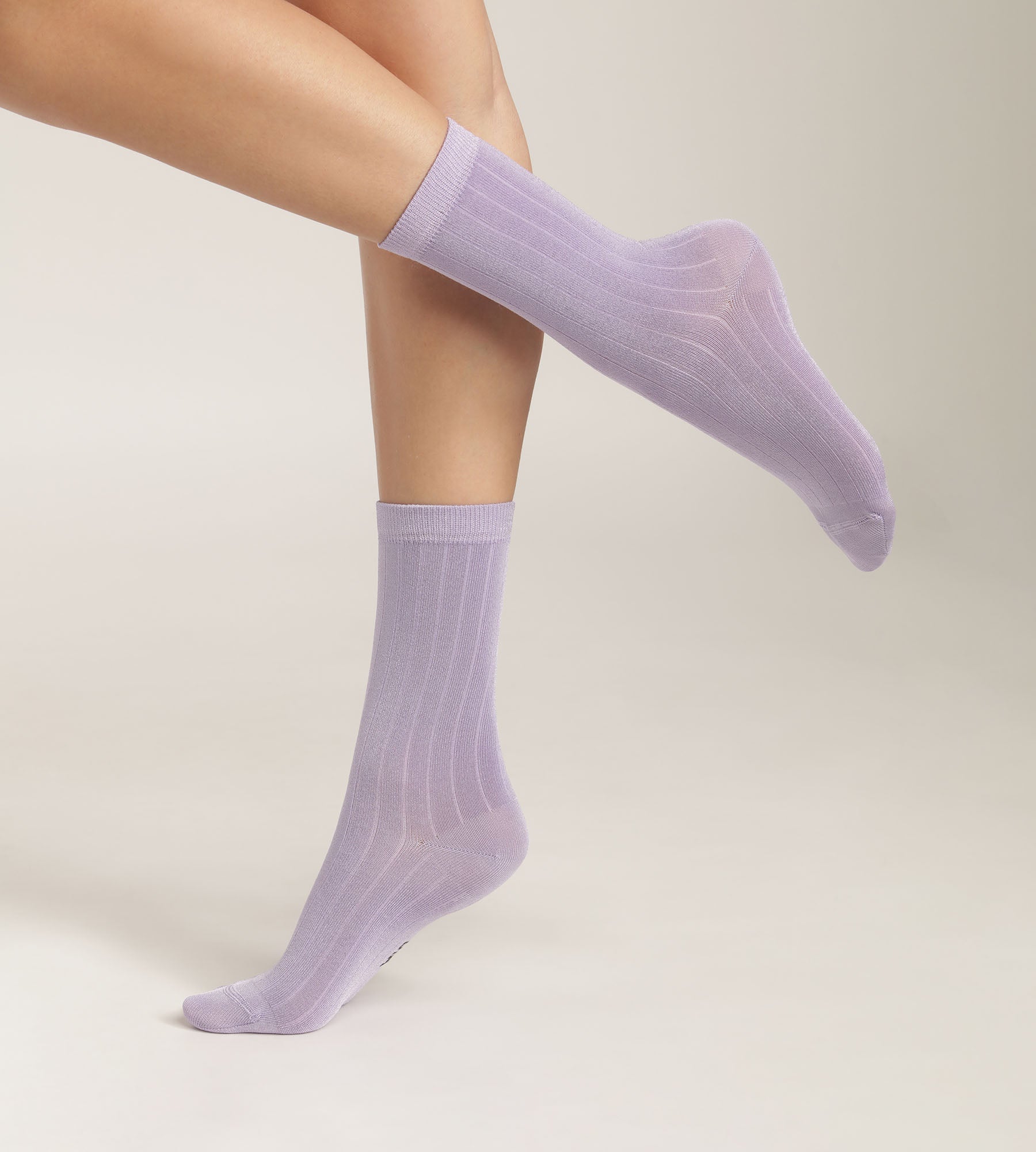 DIM Women's ribbed socks in satin cotton Lila Dim Mode