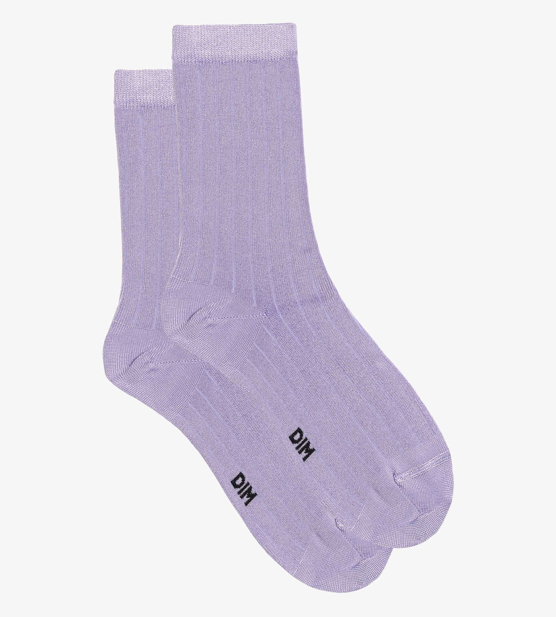 DIM Women's ribbed socks in satin cotton Lila Dim Mode