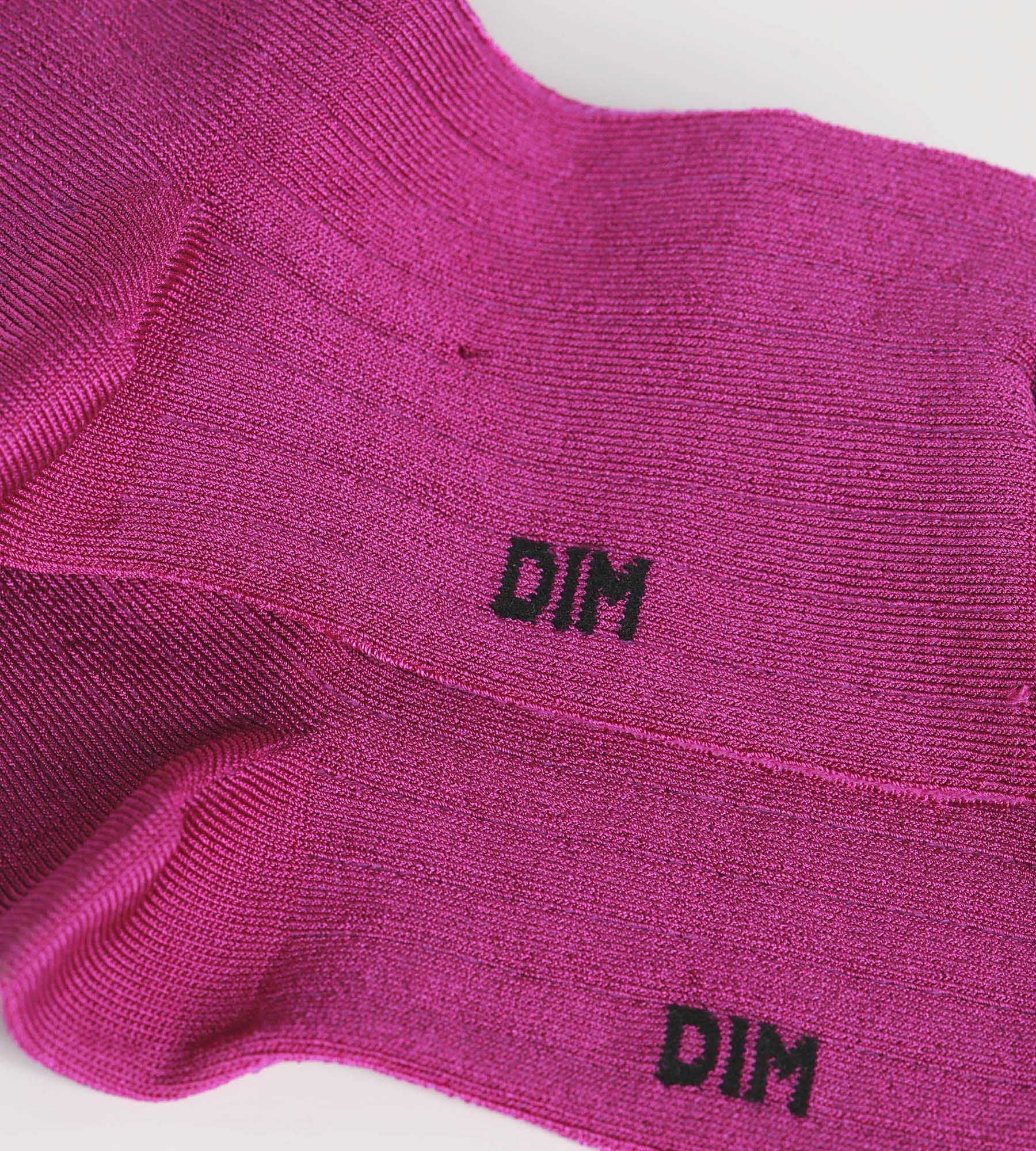 DIM Women's satin cotton ribbed socks Fuchsia Dim Fashion