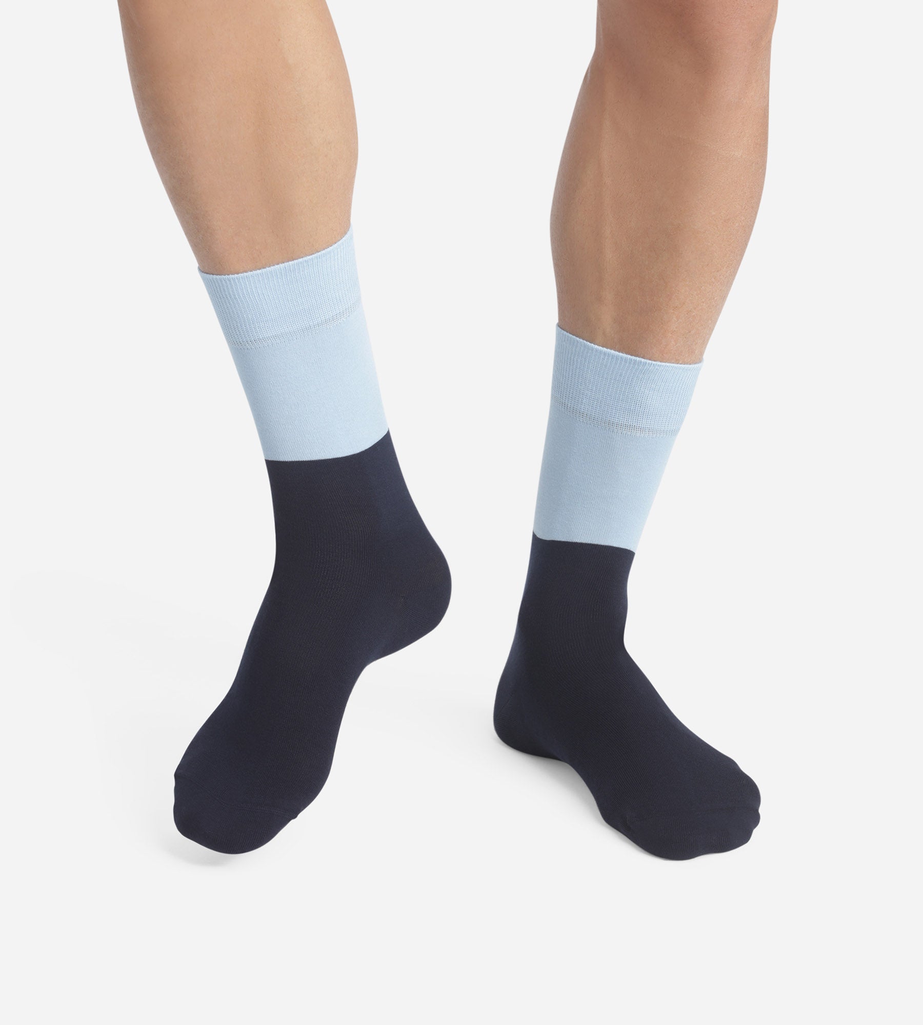 DIM Men's colorblock cotton socks Navy and Blue Dim Fashion