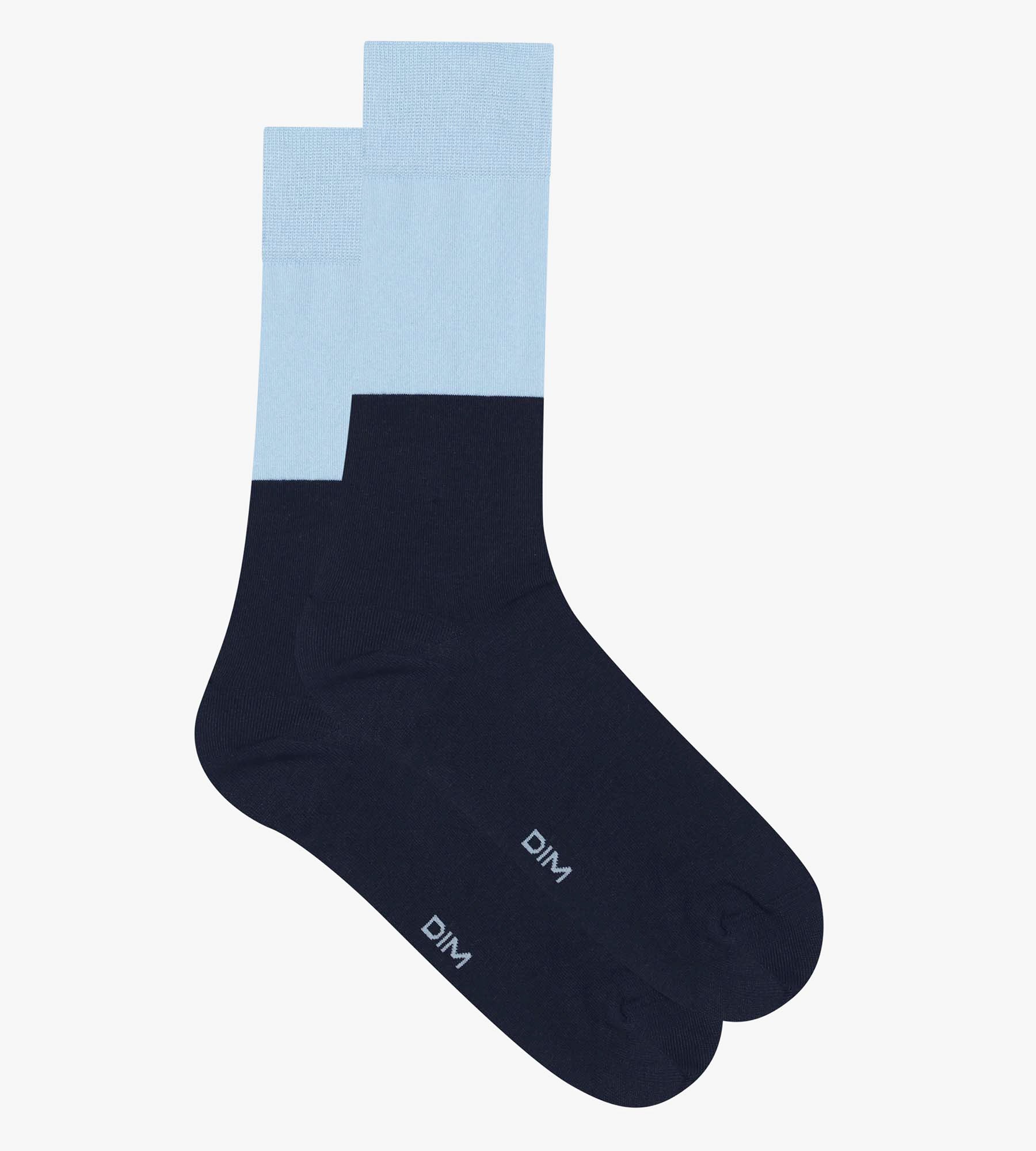 DIM Men's colorblock cotton socks Navy and Blue Dim Fashion
