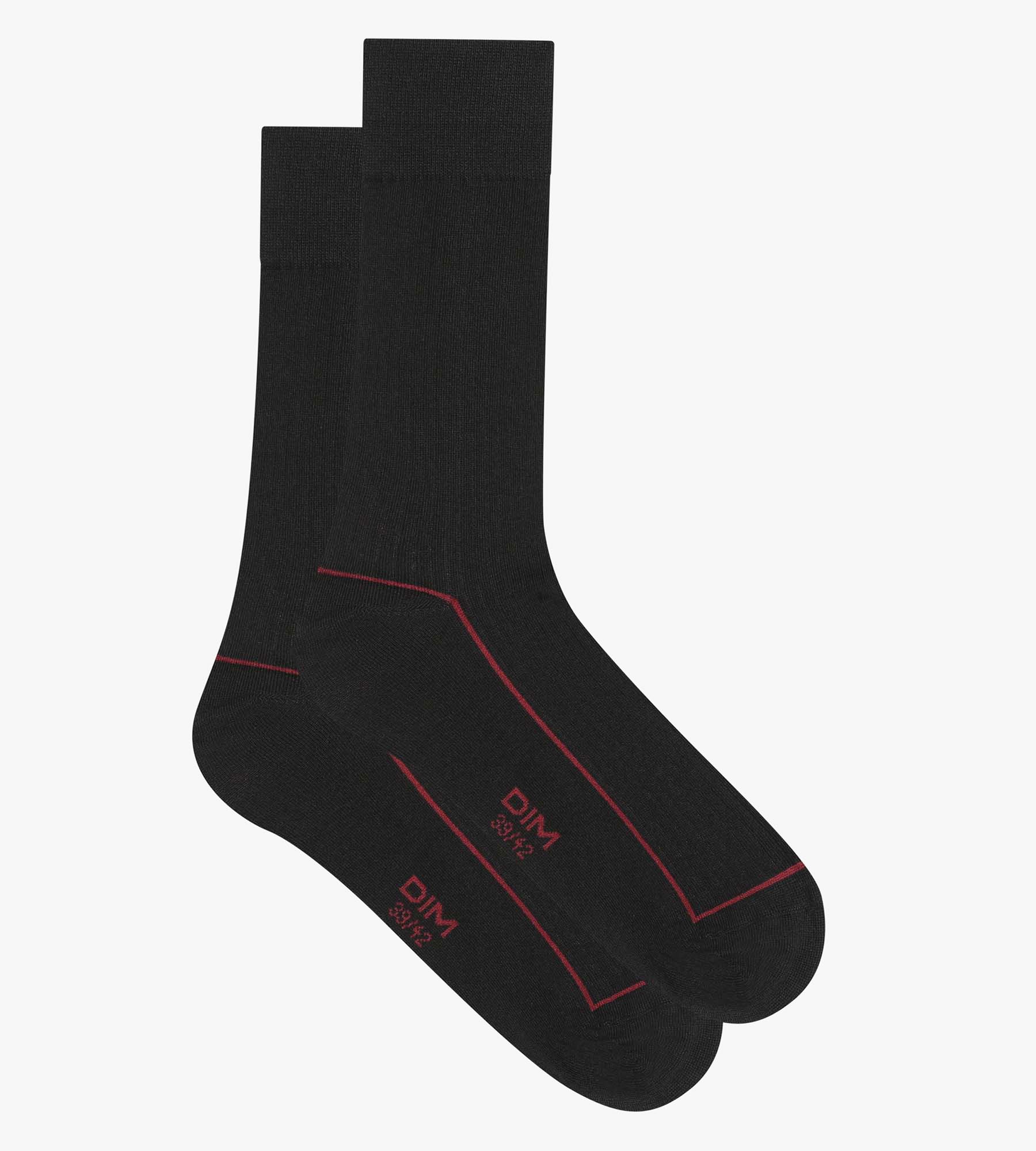 DIM Men's black ribbed cotton socks with coloured piping Dim Mode