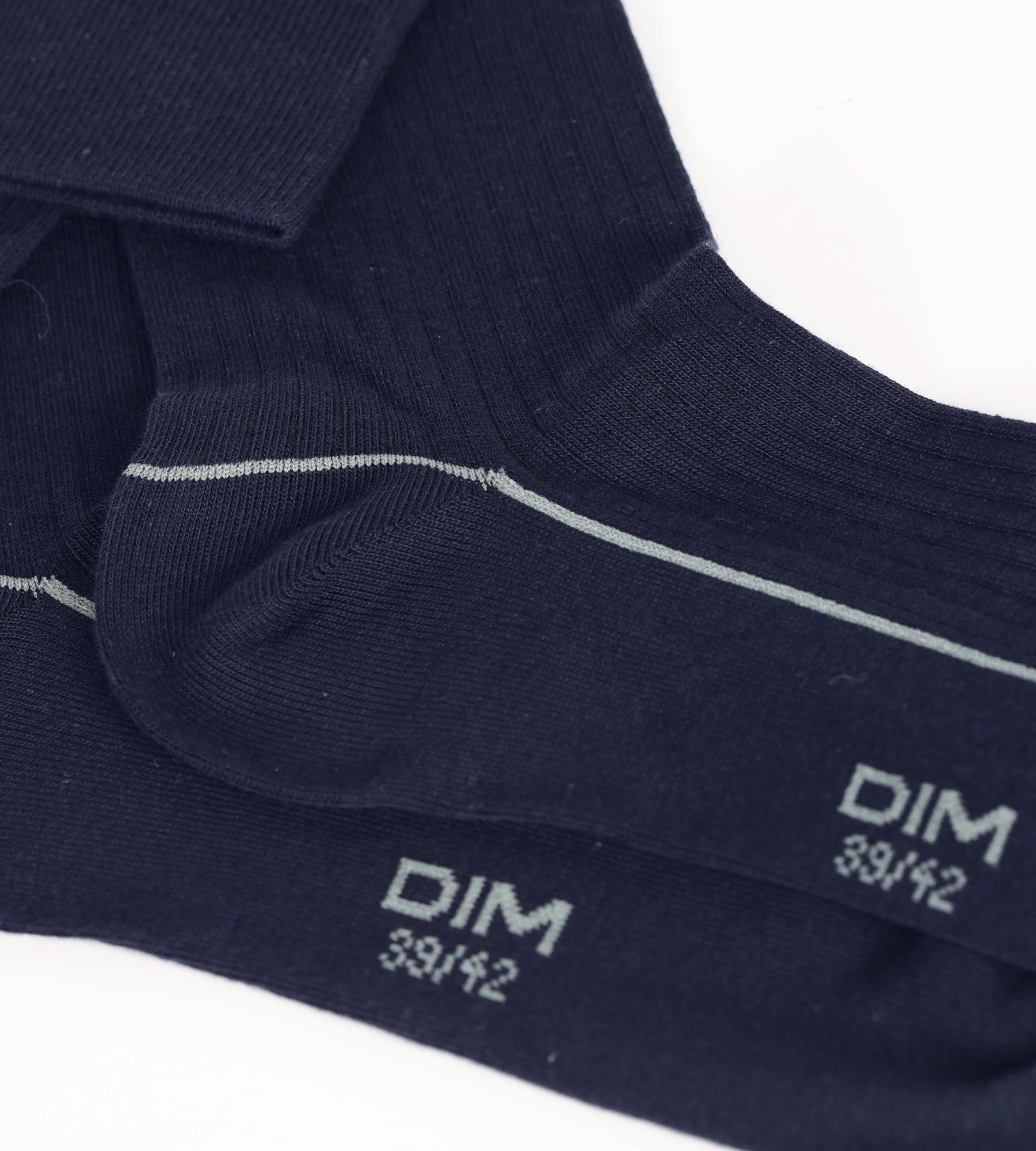 DIM Men's ribbed cotton socks Midnight Blue with coloured piping Dim Fashion