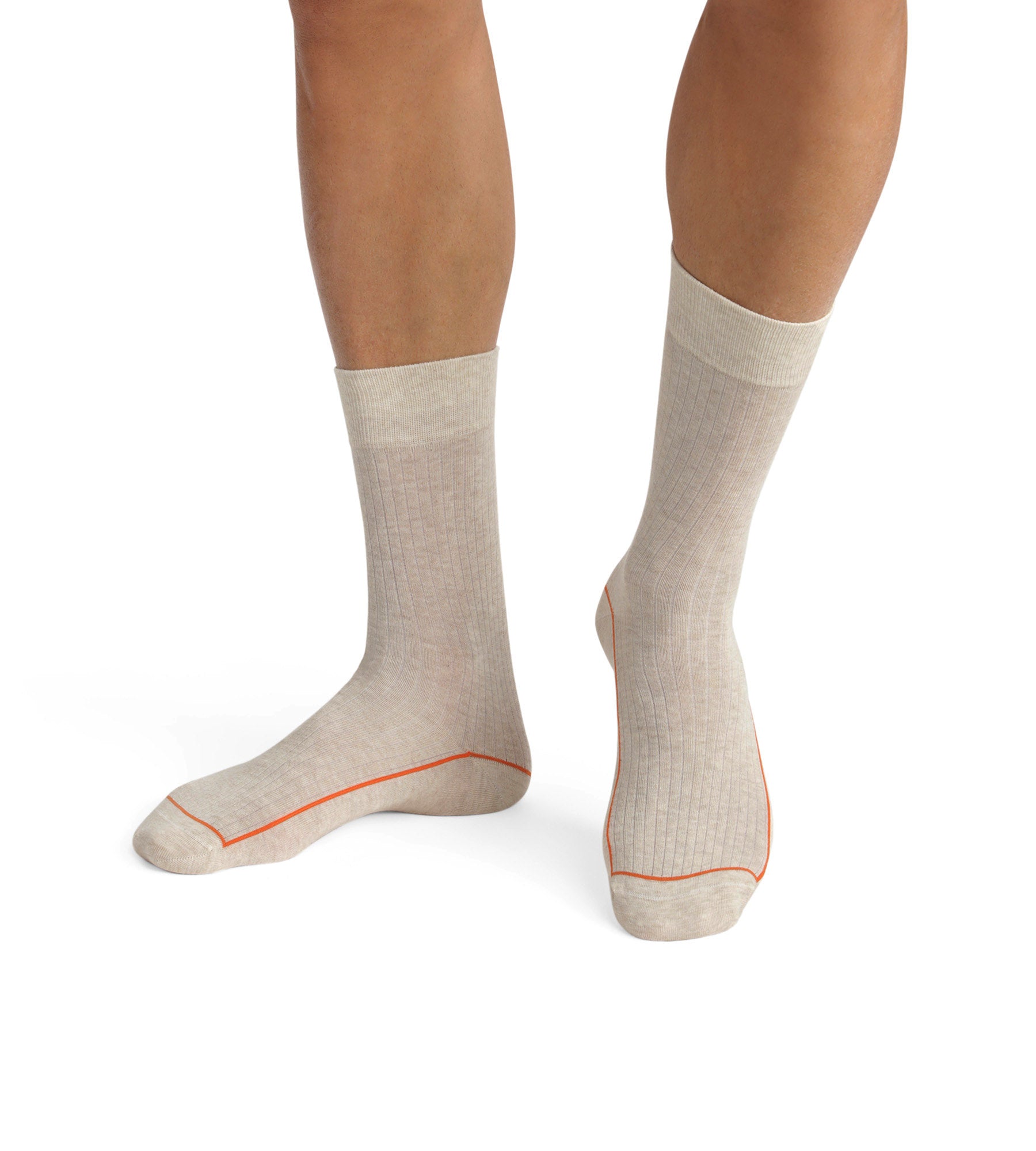 DIM Beige ribbed cotton men's socks with coloured piping Dim Mode