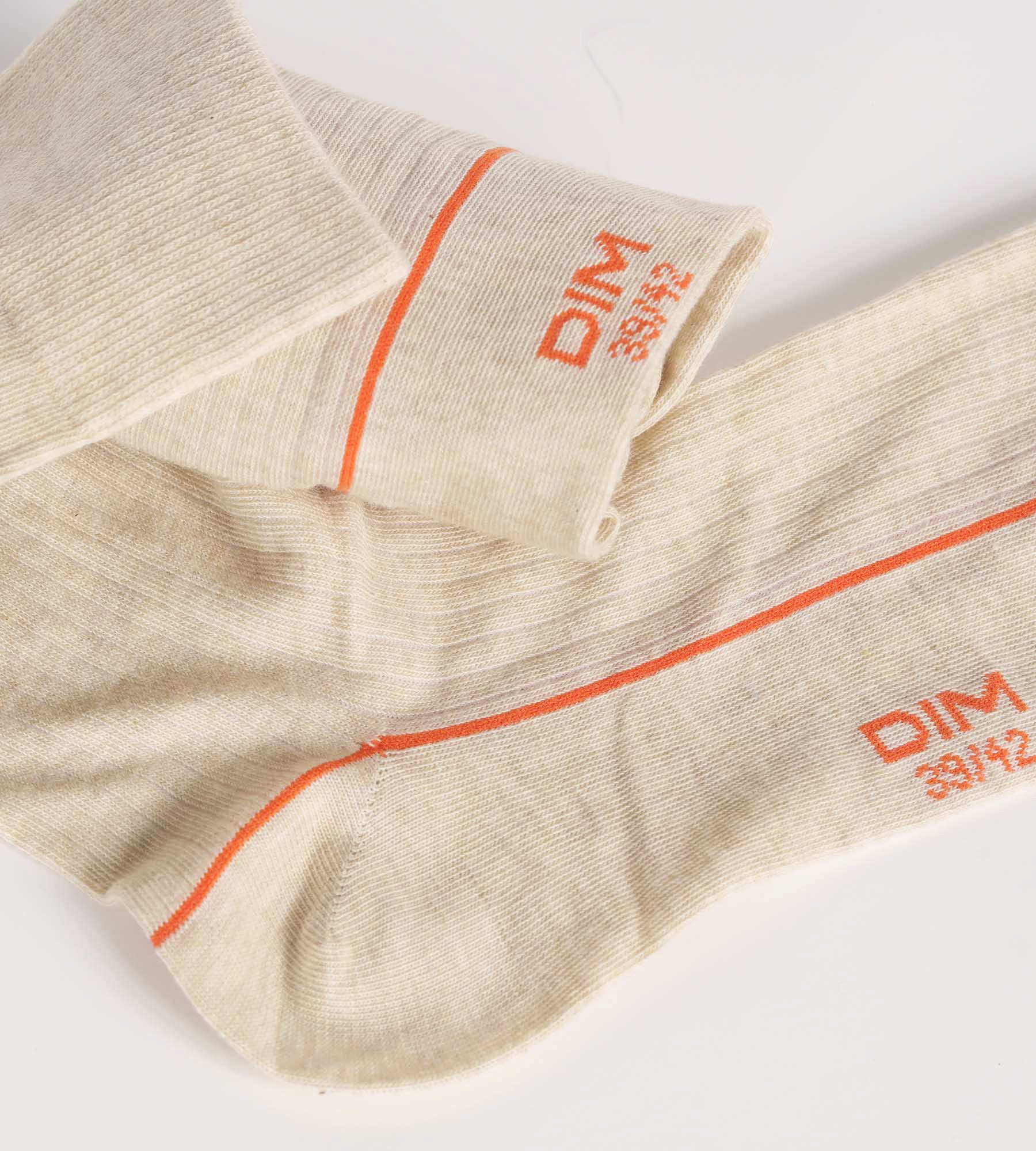 DIM Beige ribbed cotton men's socks with coloured piping Dim Mode